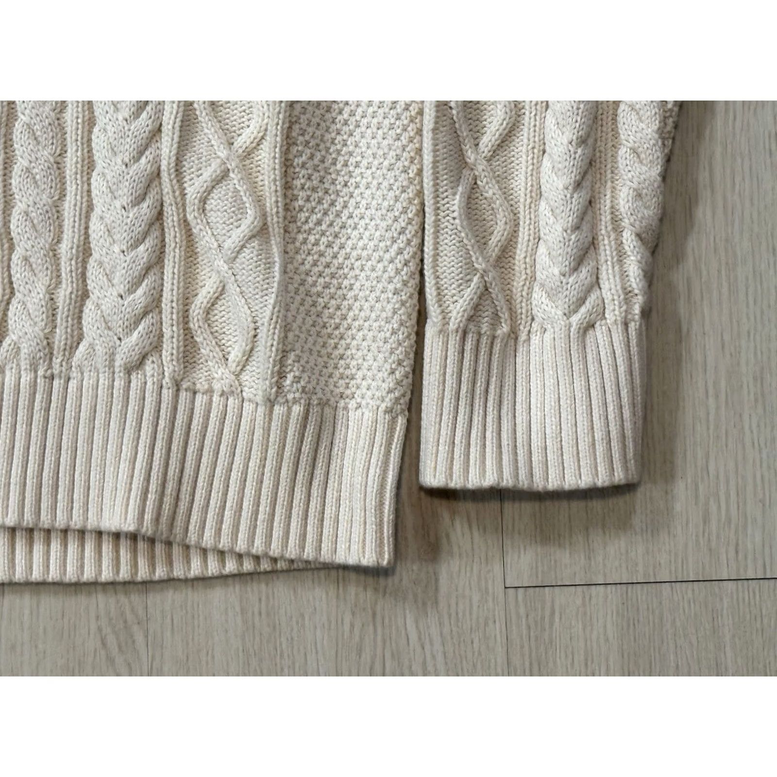 Vintage VINTAGE L.L. Bean Sweater Mens Pullover Fisherman Cable-Knit Mock Neck White Cotton Big & Tall XLT White Ireland 90s Outdoor Classic Vintage No Size US XL / EU 56 / 4 - 6 Thumbnail
