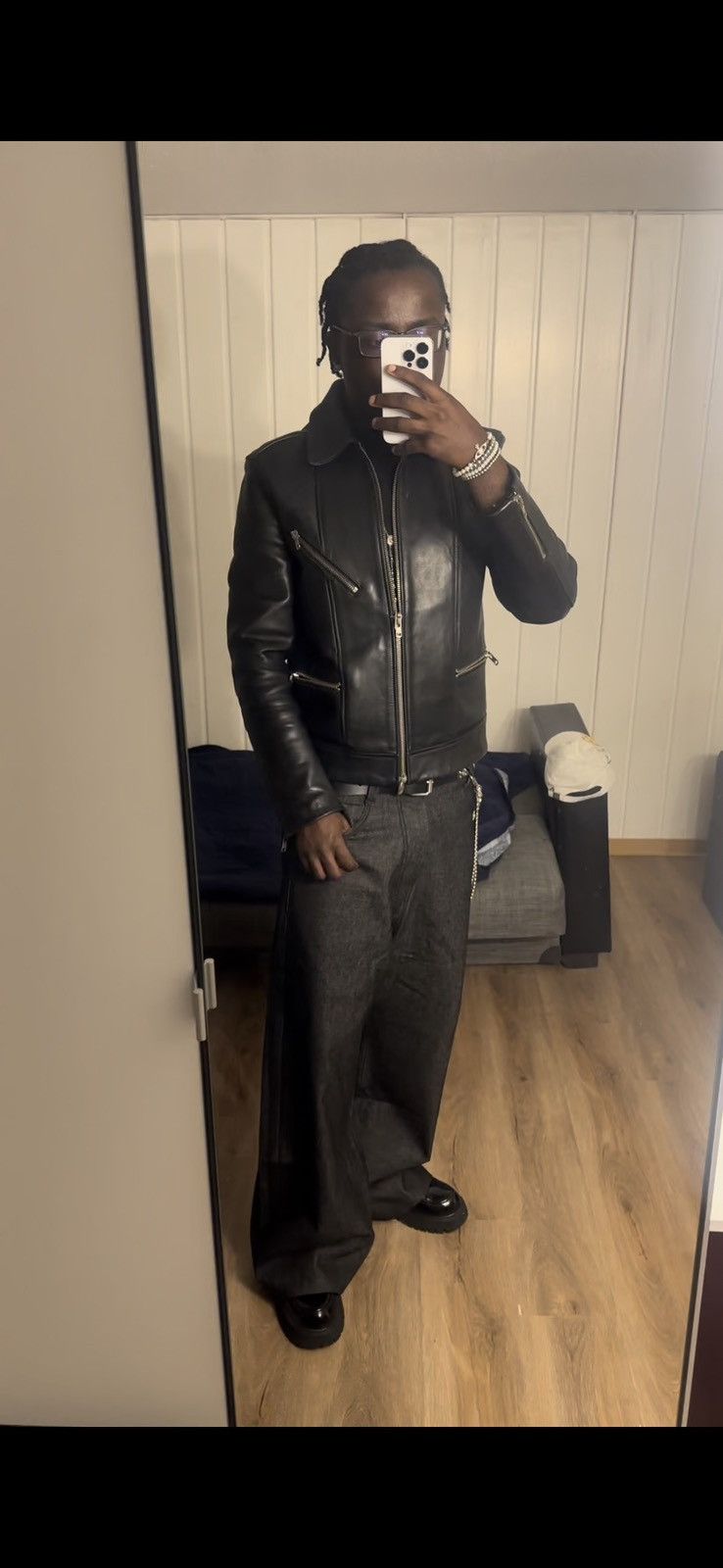 Vintage Archive vintage leather jacket in Hedi style Y2K OPIUM Size US M / EU 48-50 / 2 - 10 Thumbnail