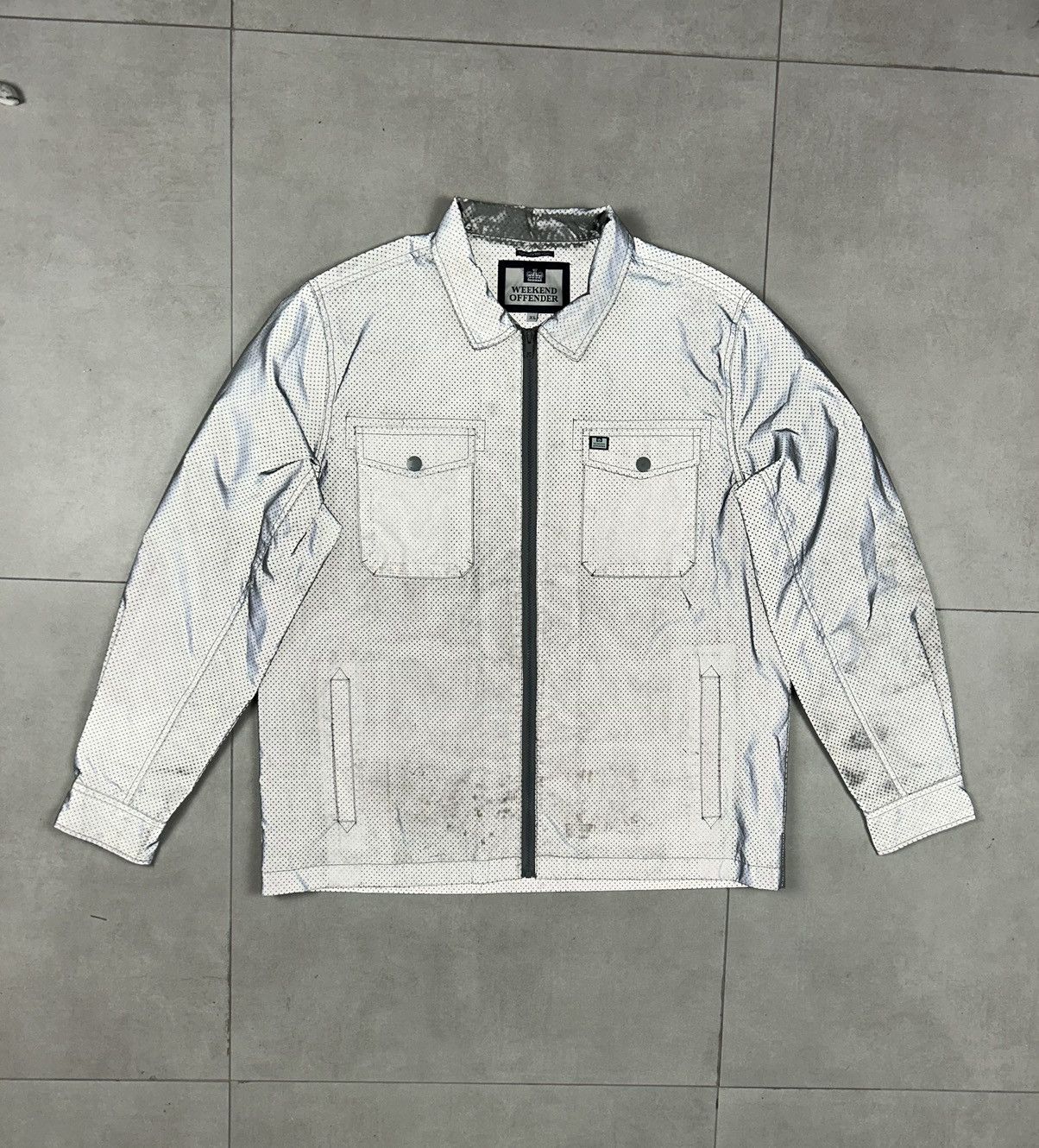 image of The Weeknd Weekend Offender Reflective Collection 3M Benson Jacket in Silver, Men's (Size XL)