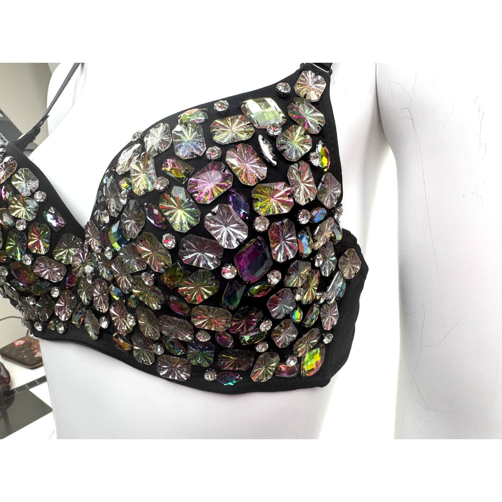Other Custom Hand-Sewn Gem Bra with Embellished Band Size L Size ONE SIZE - 3 Thumbnail