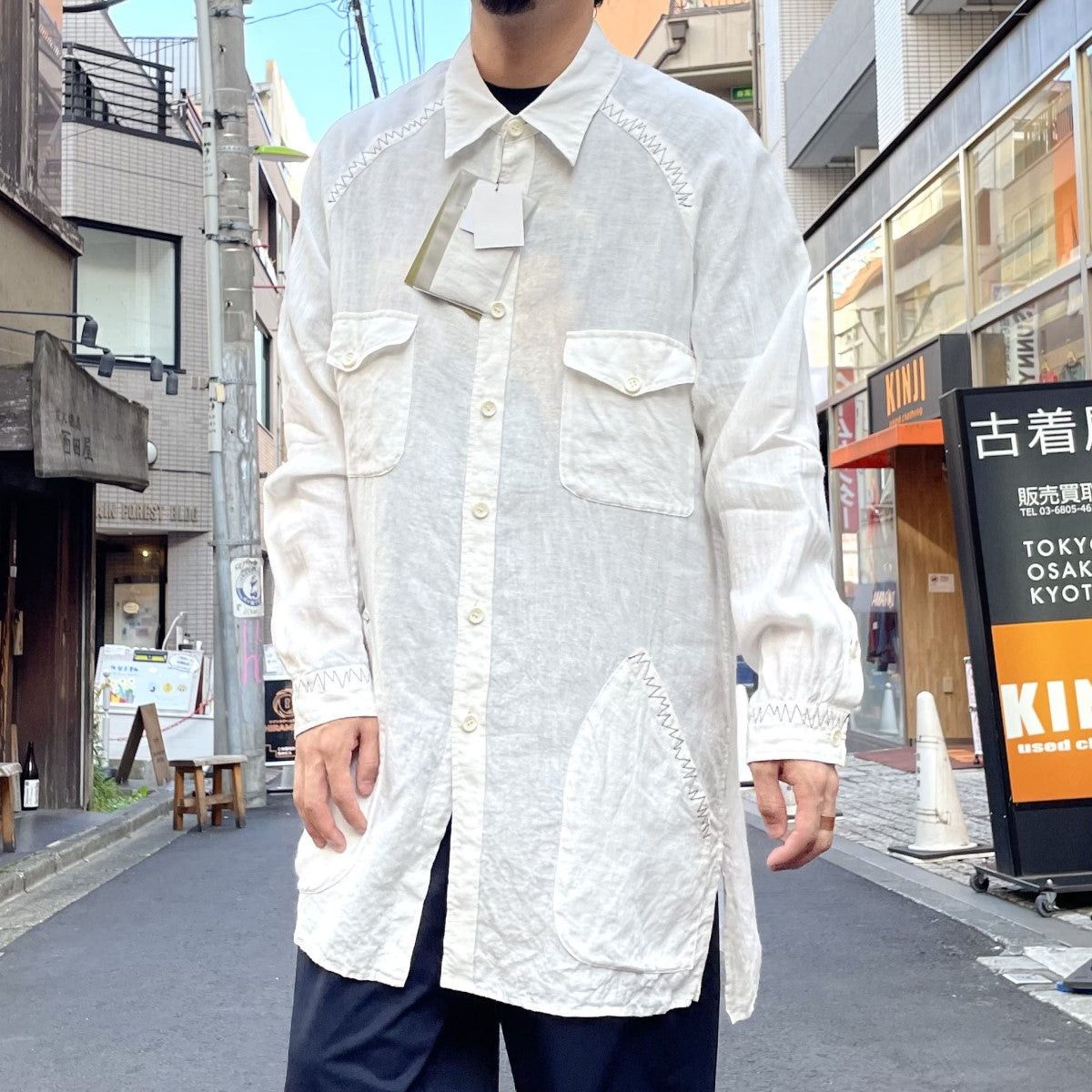 Yohji Yamamoto Yohji Yamamoto 24SSFLAX LAWN SHIRT Longlinen shirt coat Size US M / EU 48-50 / 2 - 2 Thumbnail