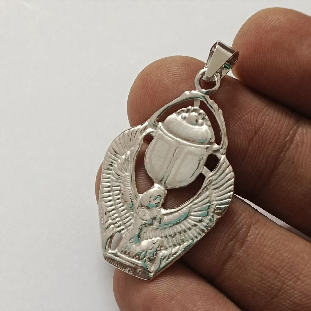 Sterling Silver Sterling silver 925 pendant with Egyptian scarab beetle Size ONE SIZE - 7 Thumbnail