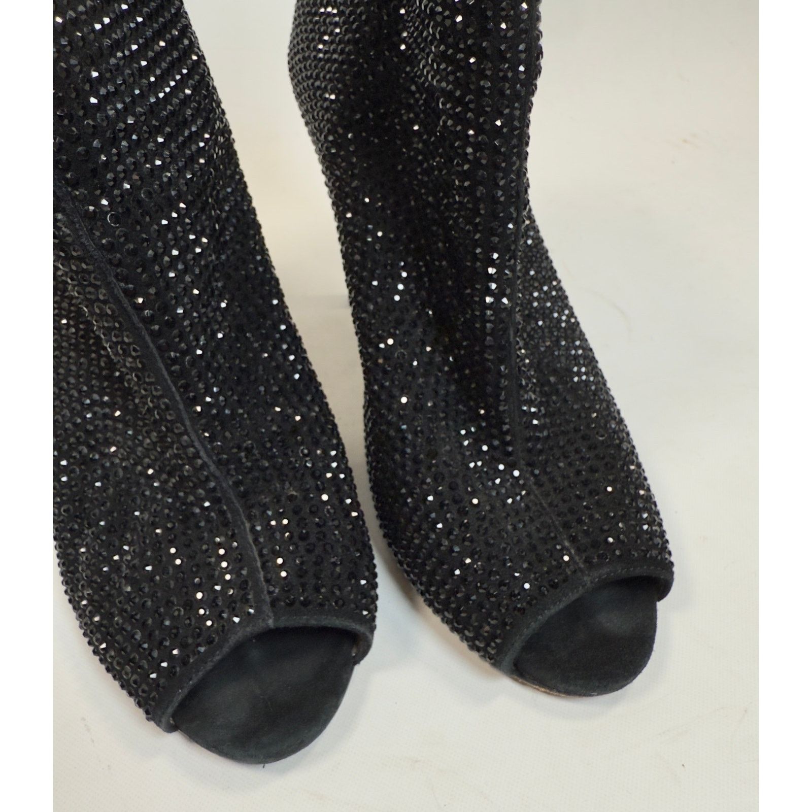 Designer Lola Cruz Jeweled Peep Toe Ankle Boots size 38 $400 Size US 7.5 / IT 37.5 - 5 Thumbnail