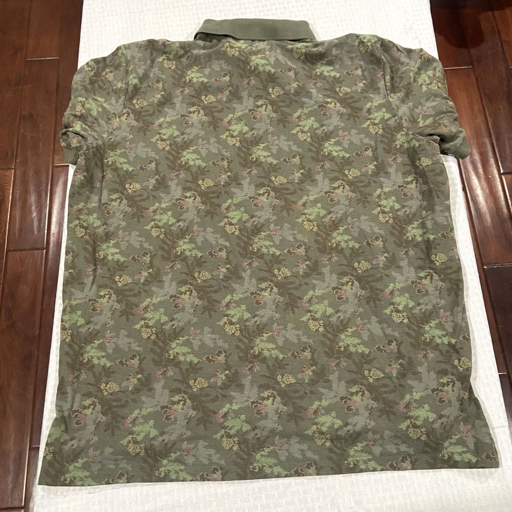 Eddie Bauer Eddie Bauer Polo Shirt MENS 2XLT Camouflage Cotton Polyester Pine Cone Green Short Sleeve Collared Logo Outdoor Sports Work Casual Men Size US XXL / EU 58 / 5 - 2 Thumbnail