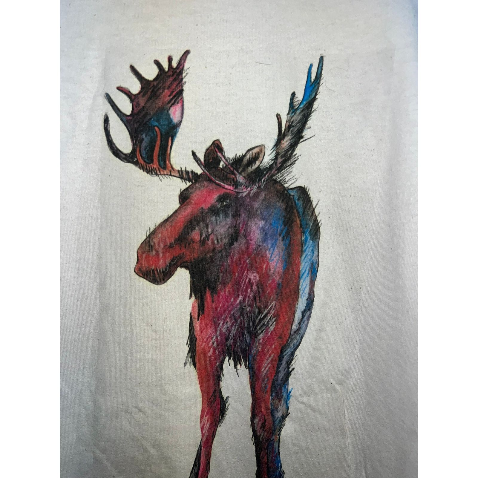 Tultex Vintage Moose Shirt Long Sleeve Art Artwork Animal Nature M Size US M / EU 48-50 / 2 - 3 Thumbnail
