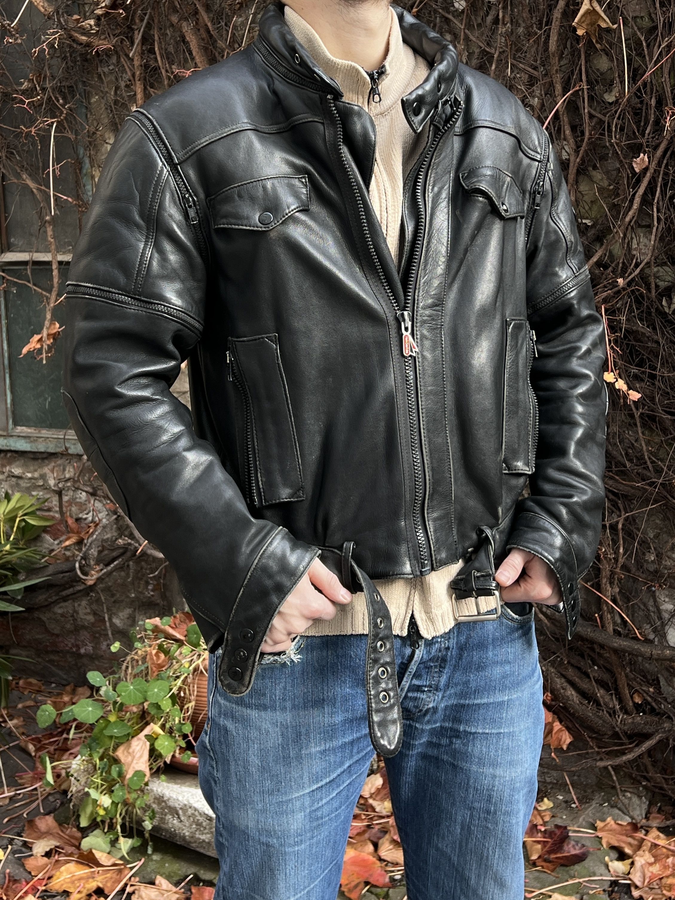 If Six Was Nine Rare Asymmetric rick owens type leather bomber racing jacket Size US M / EU 48-50 / 2 - 9 Thumbnail