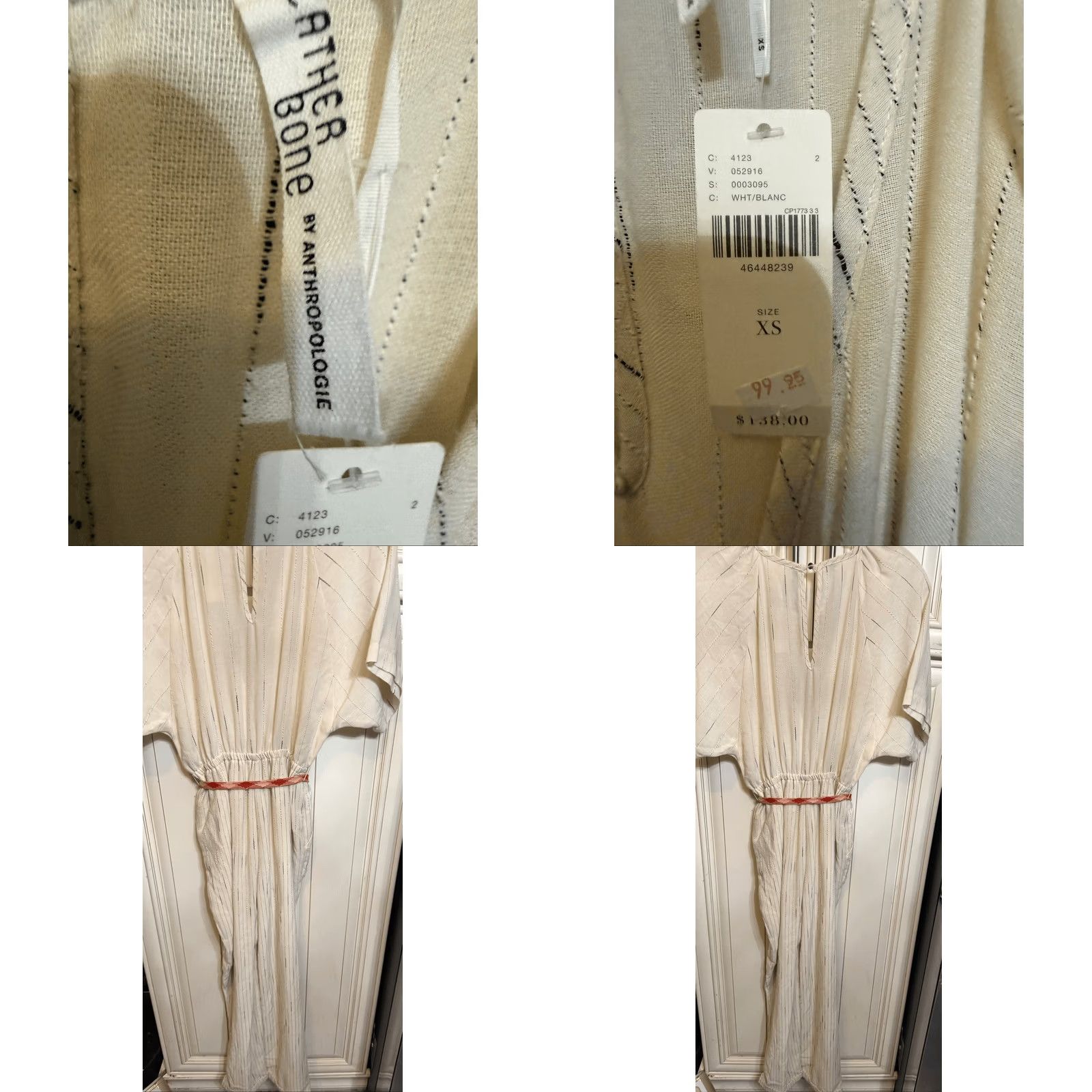 Anthropologie VINTAGE Feather Bone Jumpsuit Shirt? Size 26" / US 2 / IT 38 - 8 Thumbnail