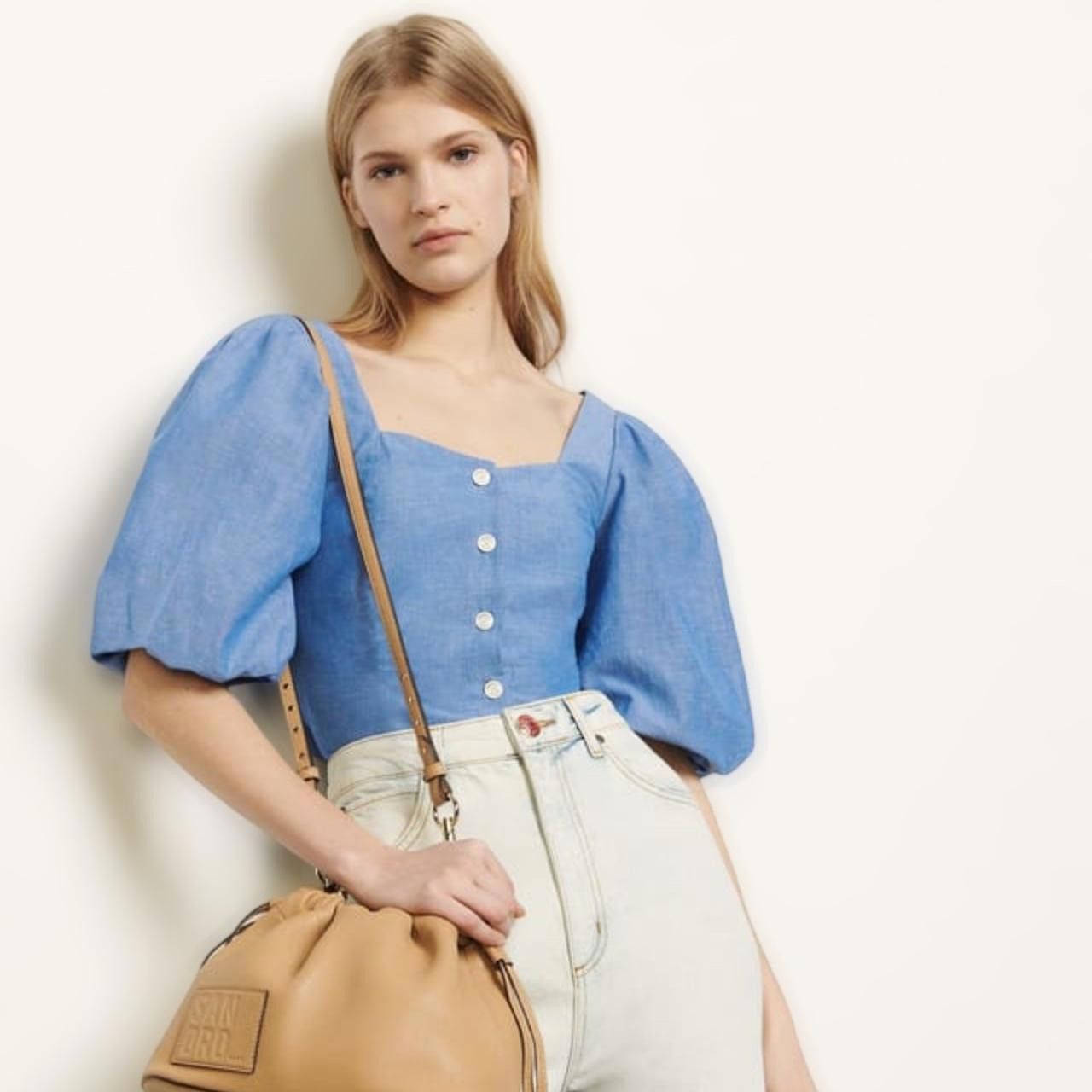 Sandro Sandro Top Sandro Puff Sleeved Shirt Size S / US 4 / IT 40 - 2 Thumbnail