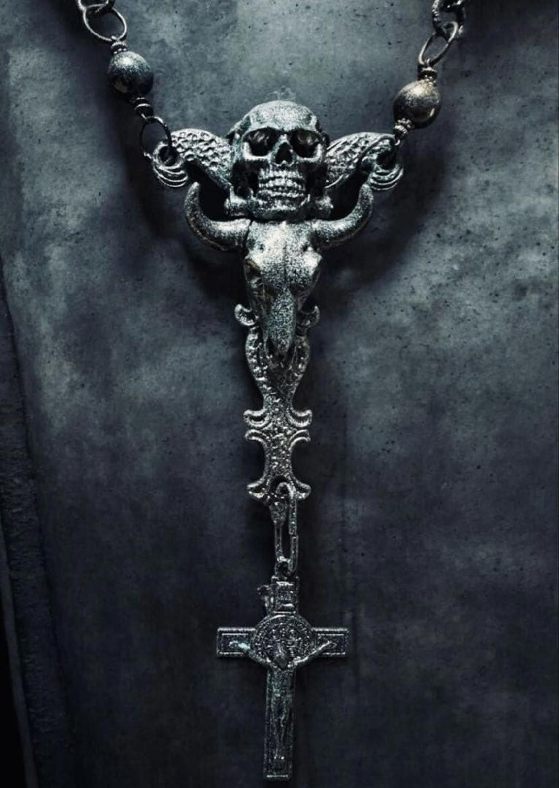 Jean Paul Gaultier Jean Paul Gaultier - Skull and Cross Pendant Chain Necklace Size ONE SIZE - 4 Thumbnail