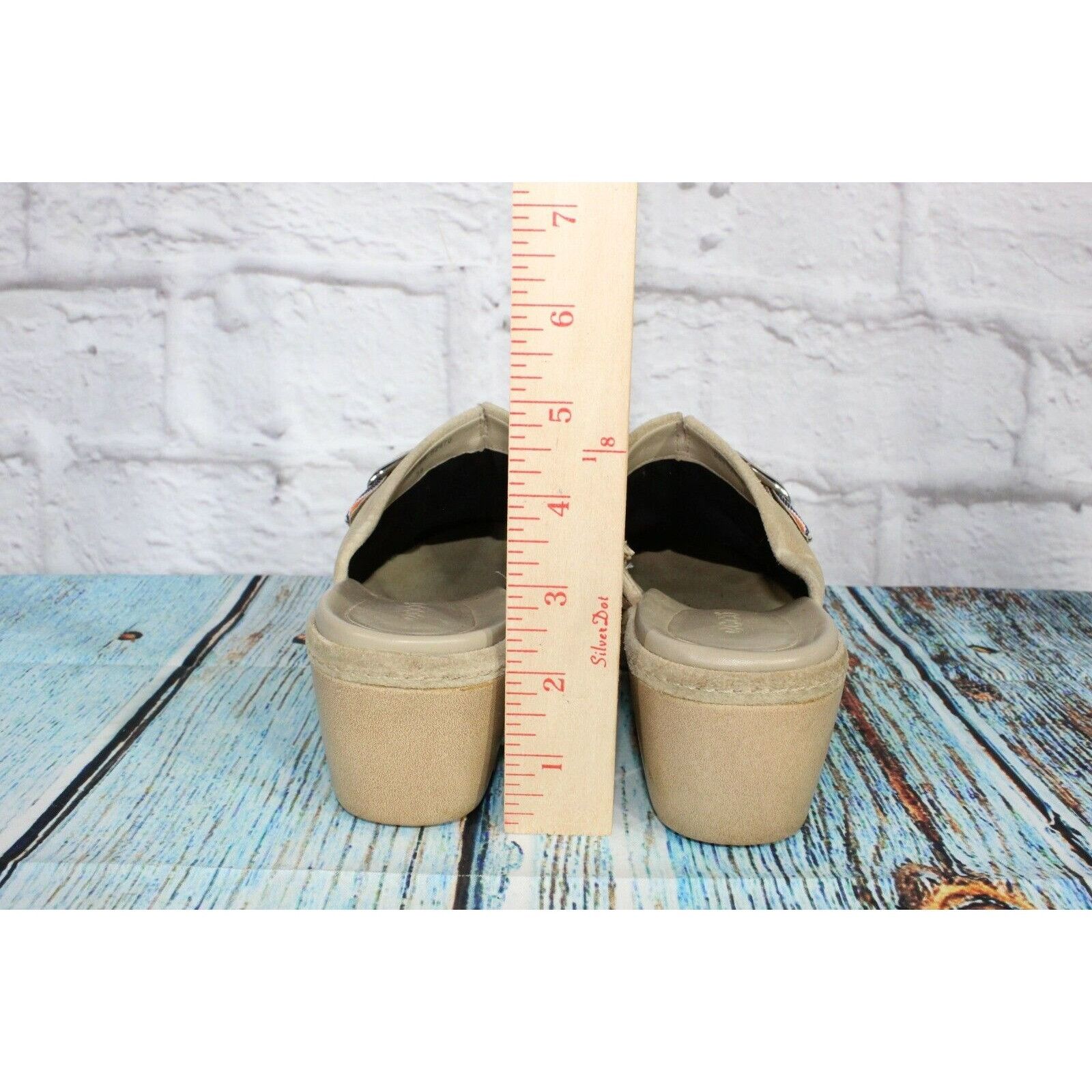 Ecco × Leather Ecco Women's Tan Suede Leather Strap Studded Mule Clogs Size US 7.5 / IT 37.5 - 6 Thumbnail