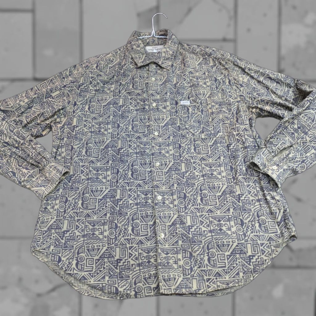 Vintage VINTAGE Guess Shirt Large Green Blue All Over Print George Marciano Shirt Size US L / EU 52-54 / 3 - 1 Thumbnail
