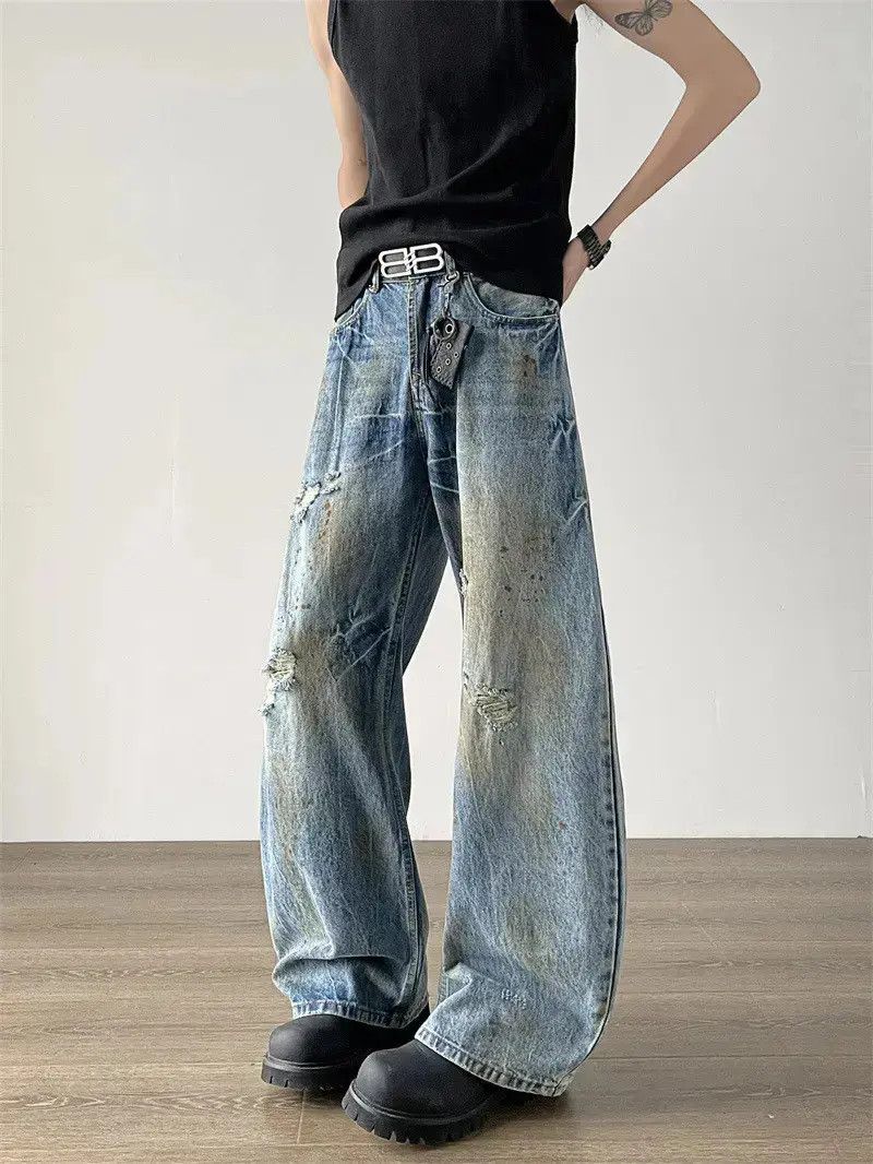 Japanese Brand Retro loose straight leg wide leg jeans Size US 32 / EU 48 - 3 Thumbnail