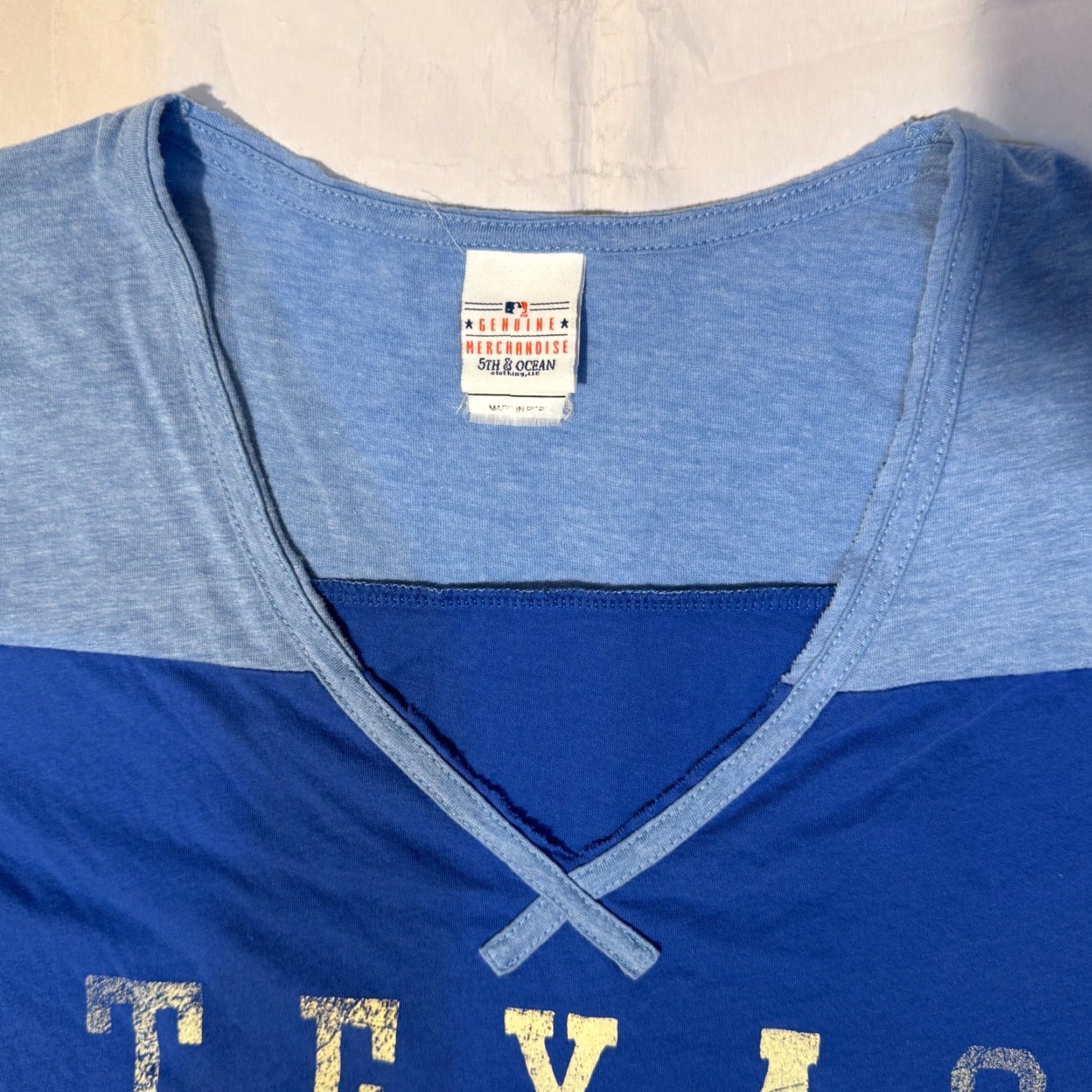 MLB MLB Texas Rangers Women’s V-neck Tshirt - M Blue Logo T-Shirt, Casual, Short Sleeve, Jersey Cotton, Regular Fit Size M / US 6-8 / IT 42-44 - 2 Thumbnail
