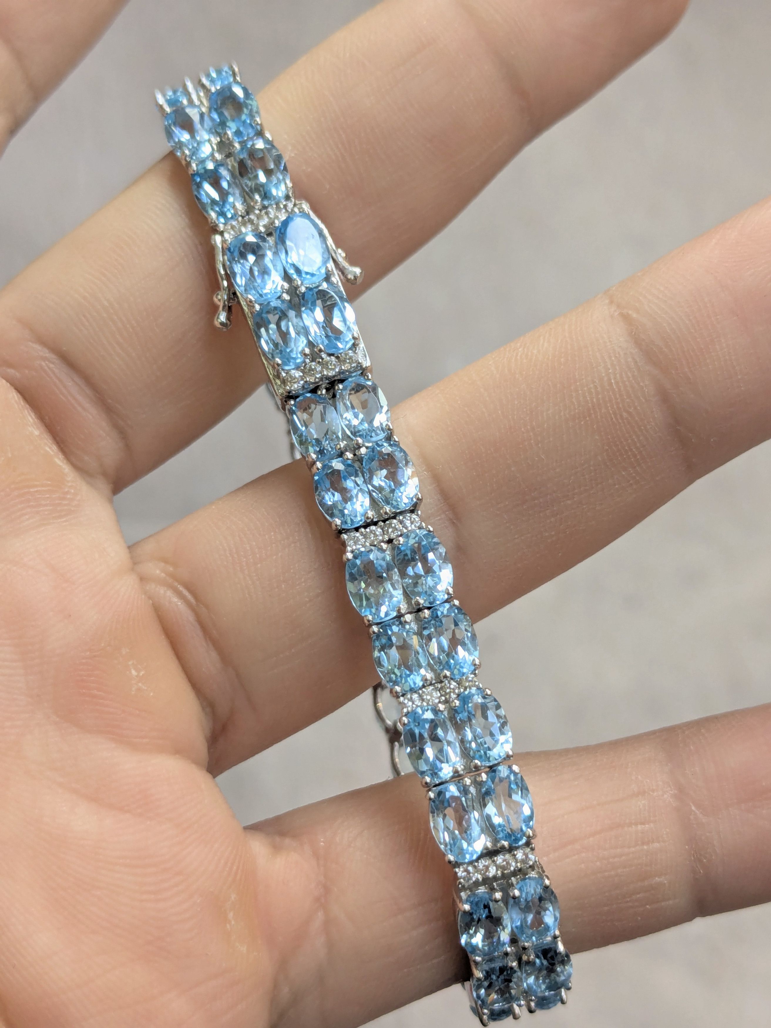 Jewelry Sterling Silver Tennis Bracelet Blue Topaz Oval 7.5 Size ONE SIZE - 9 Thumbnail