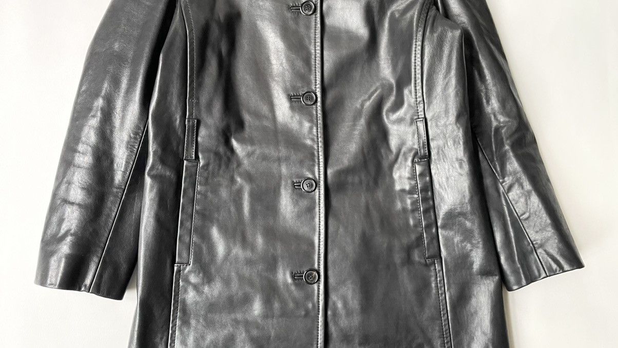 Prada A/W 2000 Black Leather Overcoat Size S / US 4 / IT 40 - 6 Thumbnail