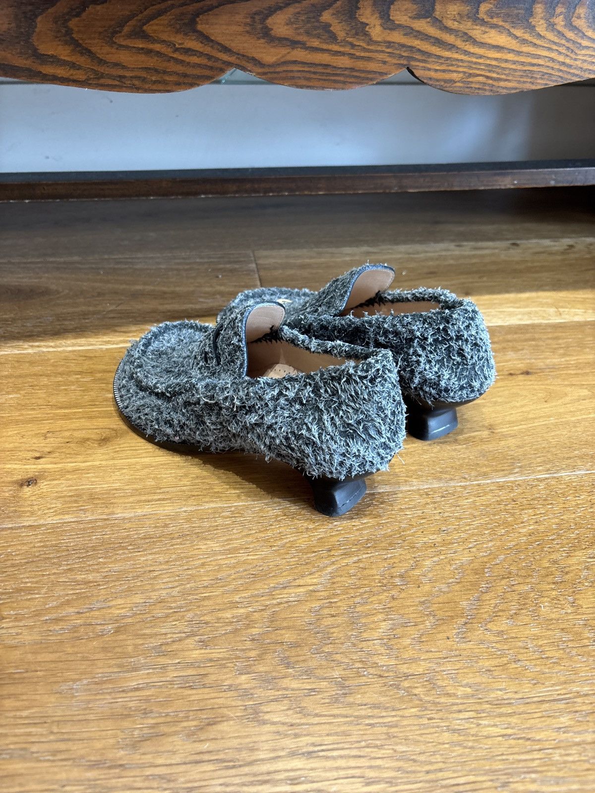Loewe These are Loewe fuzzy grey leather-lined kitten heel loafers Size US 6 / IT 36 - 11 Thumbnail