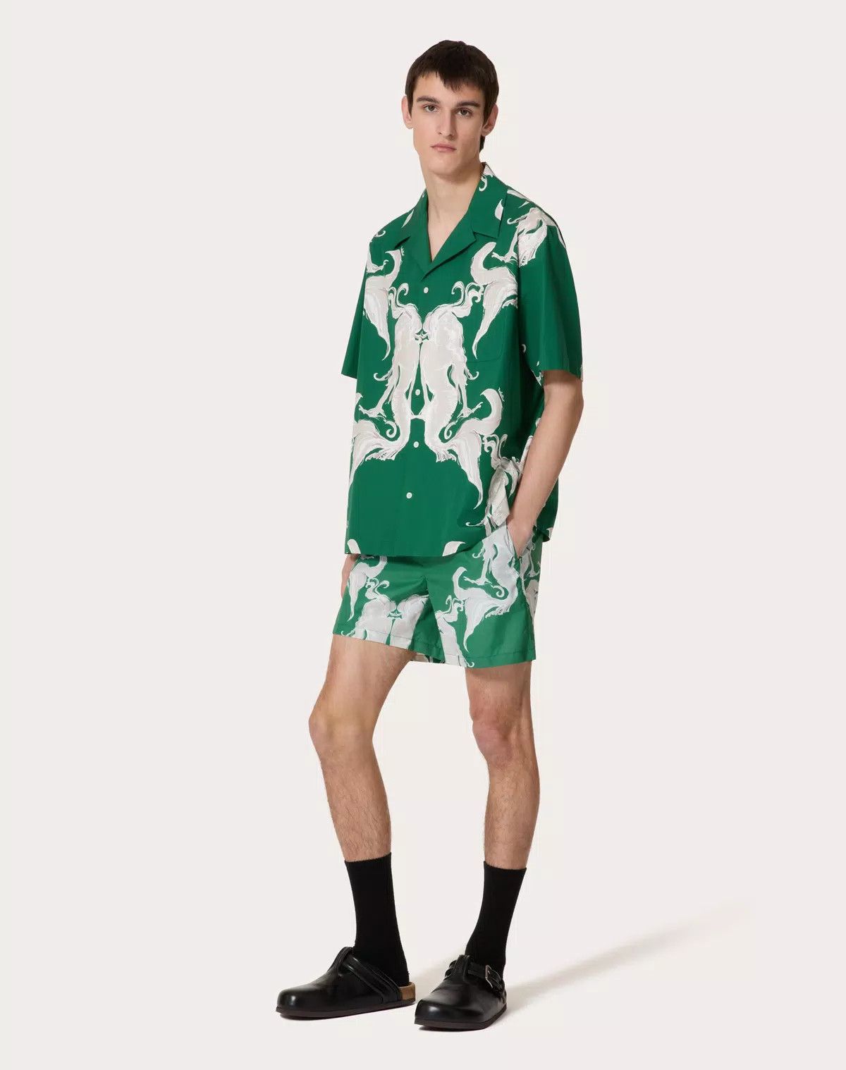 Valentino oc11z0725 Metamorphos Siren Print Swimsuit in Green/White Size US 34 / EU 50 - 2 Thumbnail