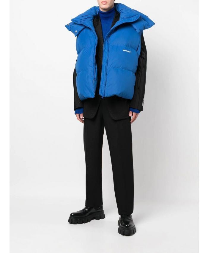 Off-White o1gr1nt1124 Bounce Hooded Down Vest in Peacock Size US M / EU 48-50 / 2 - 2 Thumbnail