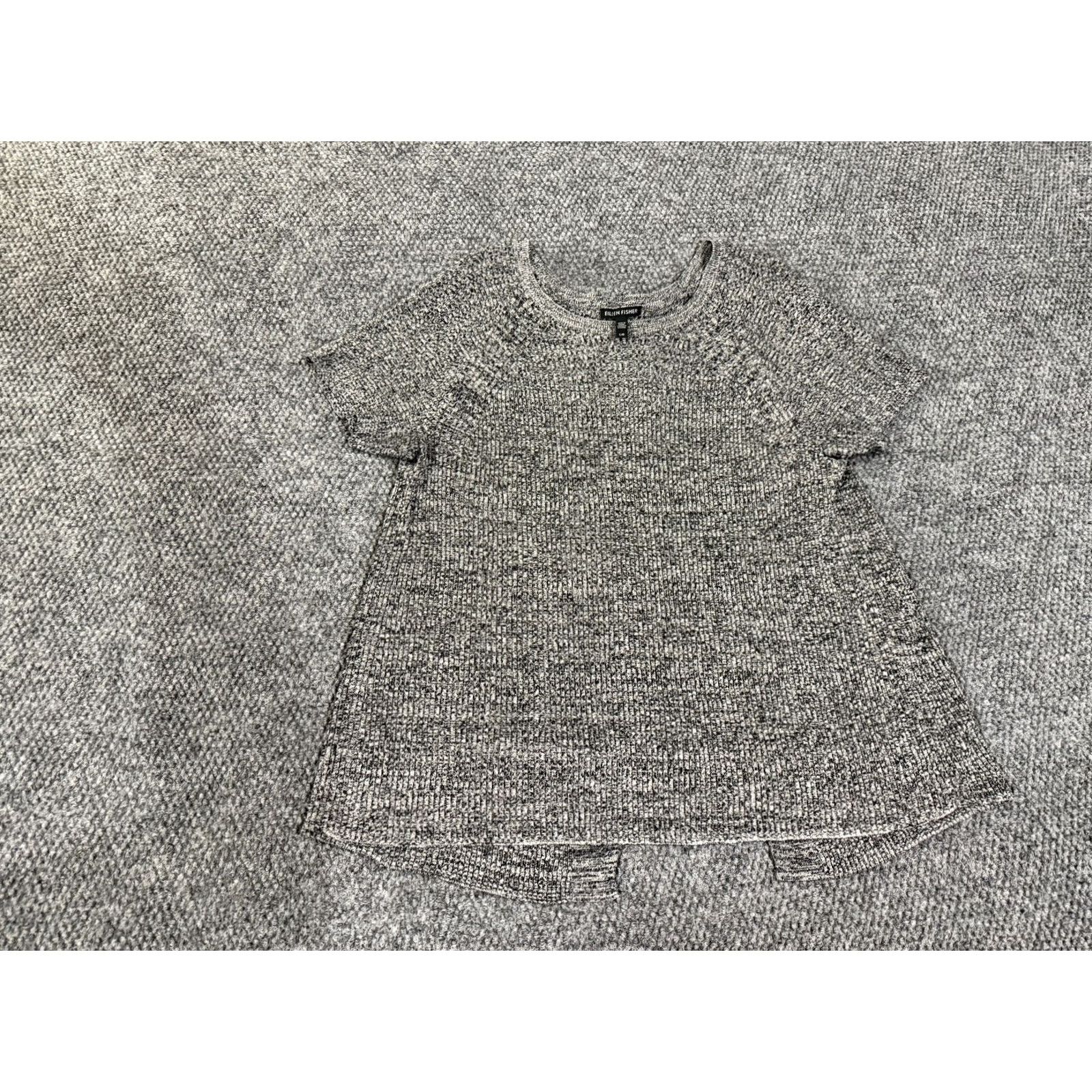 Eileen Fisher Eileen Fisher Knit Sweater Womens L Gray Marled Short Sleeve Pullover Casual Classic Knit Hemp Nylon Breathing Lightweight Size L / US 10 / IT 46 - 2 Thumbnail