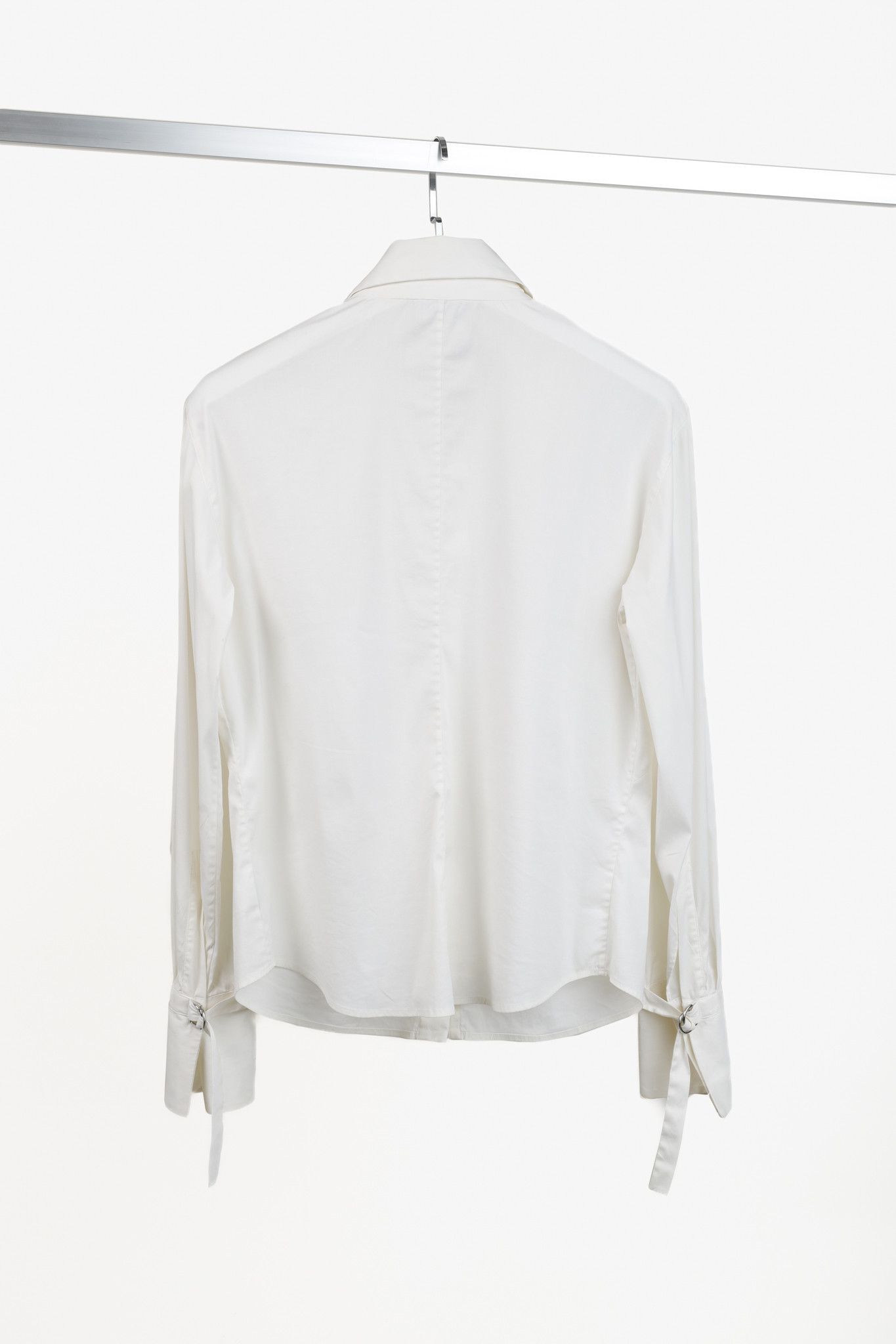 Akris Akris White Zippered Shirt with Belted Collar and Cuffs Size L / US 10 / IT 46 - 2 Thumbnail