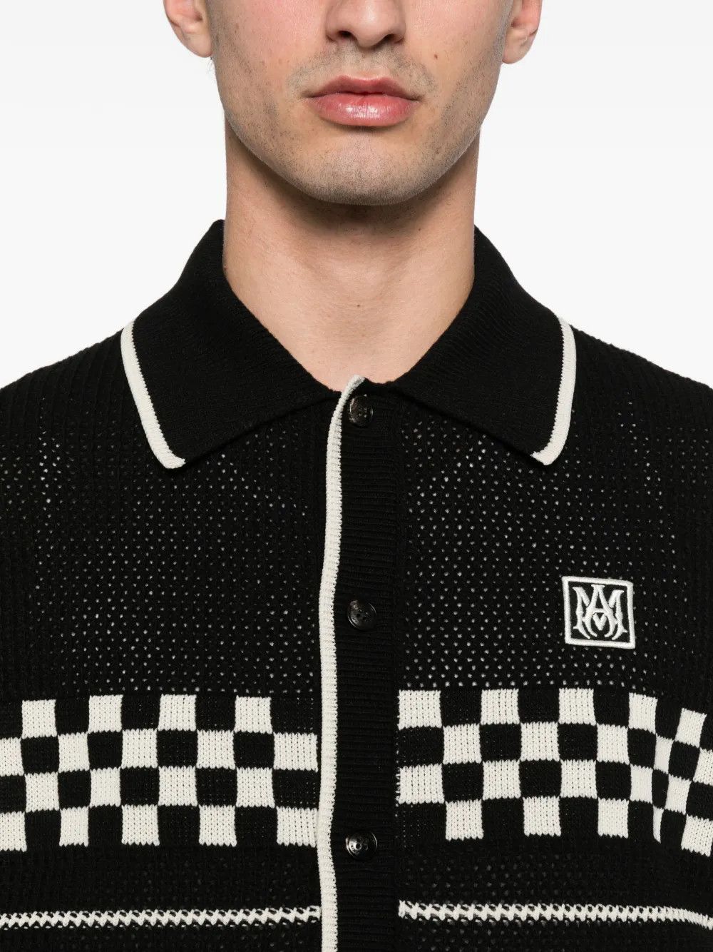Amiri os11x0326 Checkered Mesh Shirt in Black/White Size US L / EU 52-54 / 3 - 4 Thumbnail
