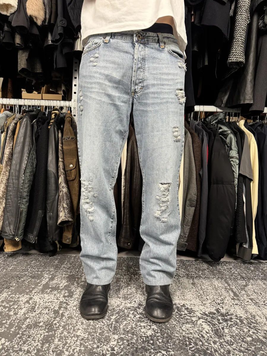 Dolce & Gabbana 2000s Dolce & Gabbana Large Distressed Blue Denim Jeans Size US 34 / EU 50 - 1 Thumbnail