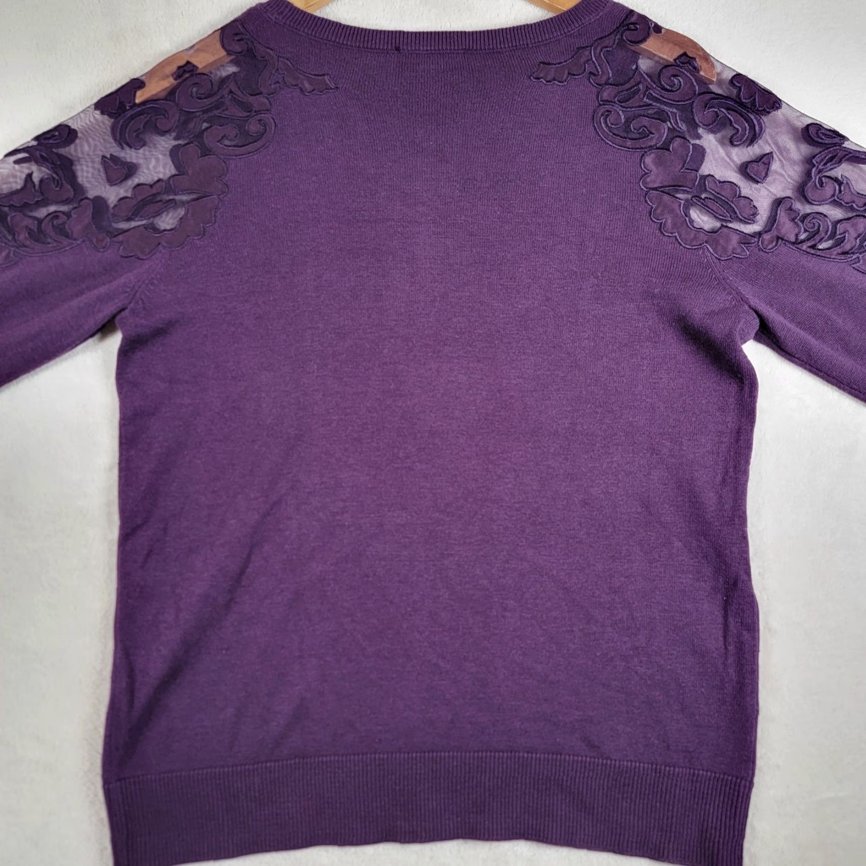 Vintage INC International Concepts Cardigan Sweater Women's Large Purple Blackberry Jam Floral Knit NWT Size L / US 10 / IT 46 - 3 Thumbnail