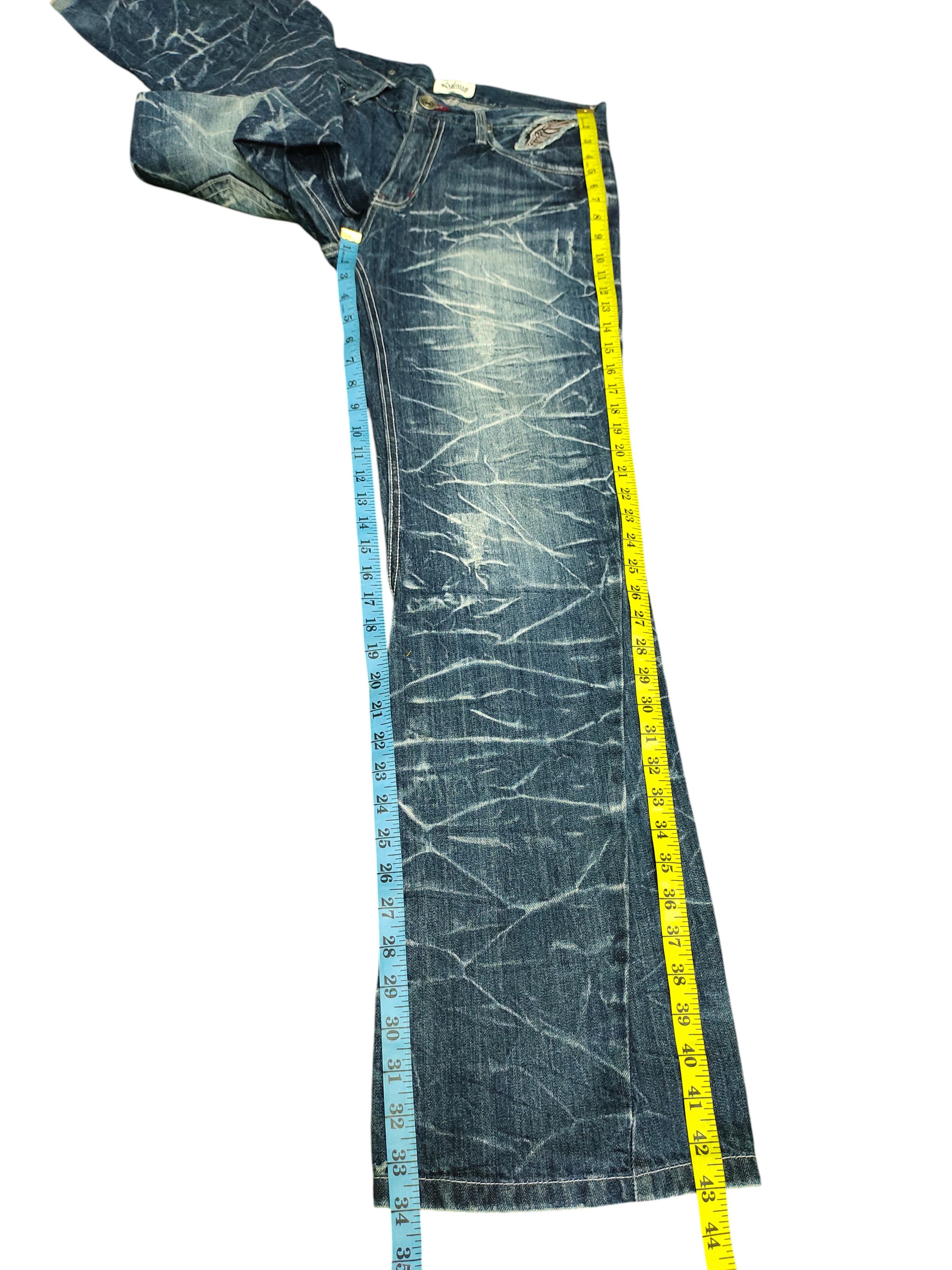 Kapital Nylaus Japan Wings Embroidered Clawmark Distress Faded Jeans Size US 30 / EU 46 - 16 Thumbnail