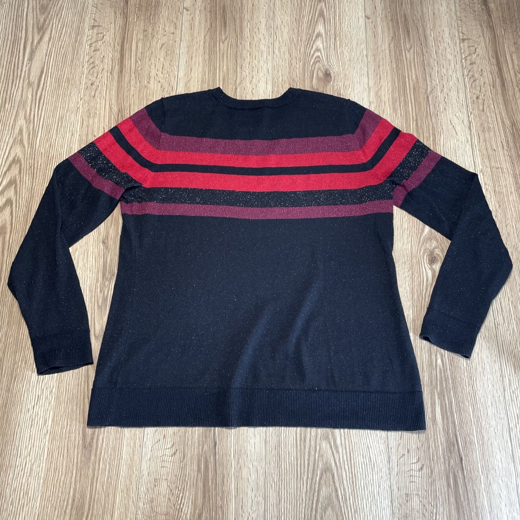Liz Claiborne VINTAGE Liz Claiborne Metallic Black Red Pullover Sweater Women Large Size L / US 10 / IT 46 - 8 Thumbnail