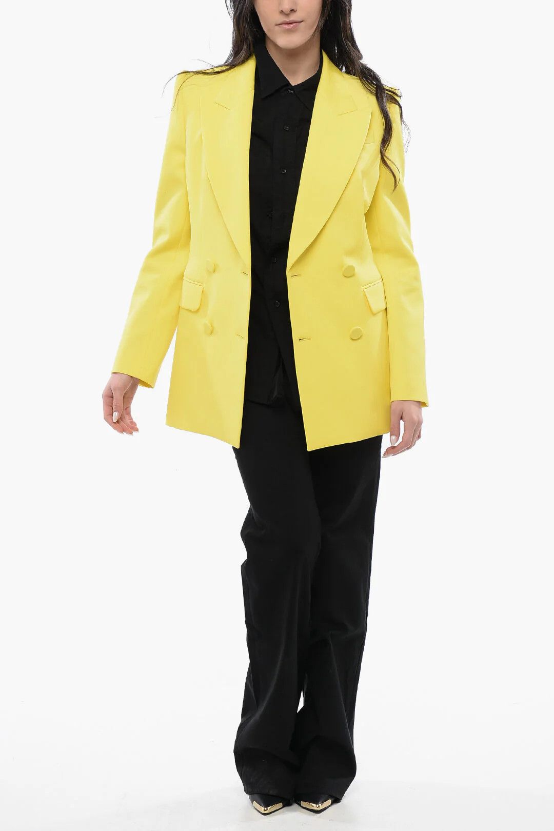 Alexander McQueen og1mm0426 Wool Double-Breasted Blazer in Yellow Size S / US 4 / IT 40 - 4 Thumbnail