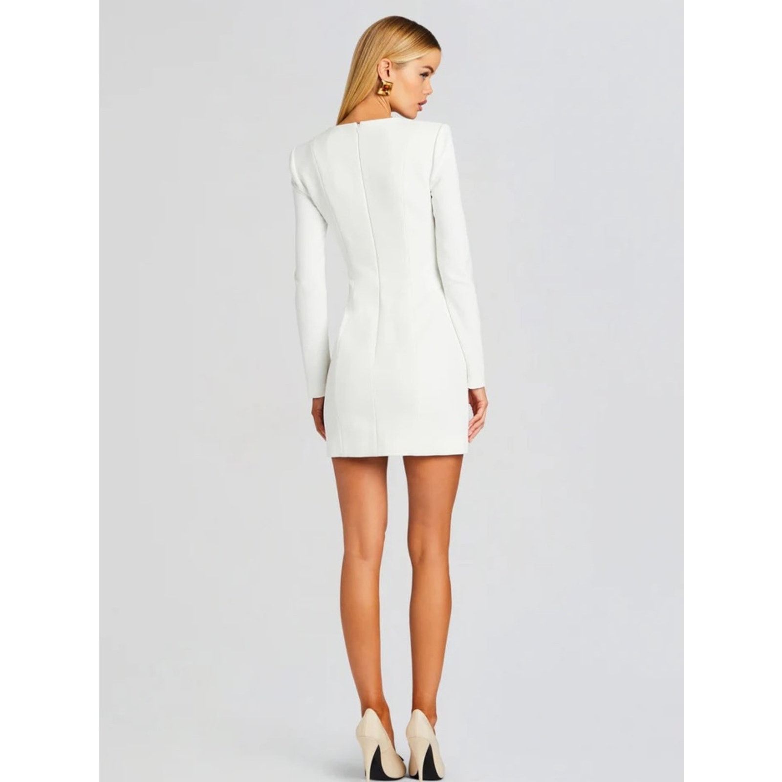 Retrofete New Retrofete Sans Faff $565 Simone Mini V Dress Wht XS NWT Size XS / US 0-2 / IT 36-38 - 3 Thumbnail