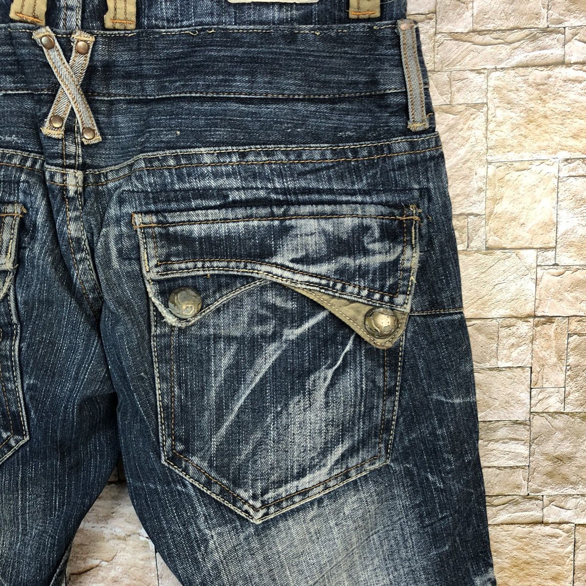 Japanese Brand DL Dominate faded double waist Distressed Denim Pants #A432 Size US 30 / EU 46 - 16 Thumbnail