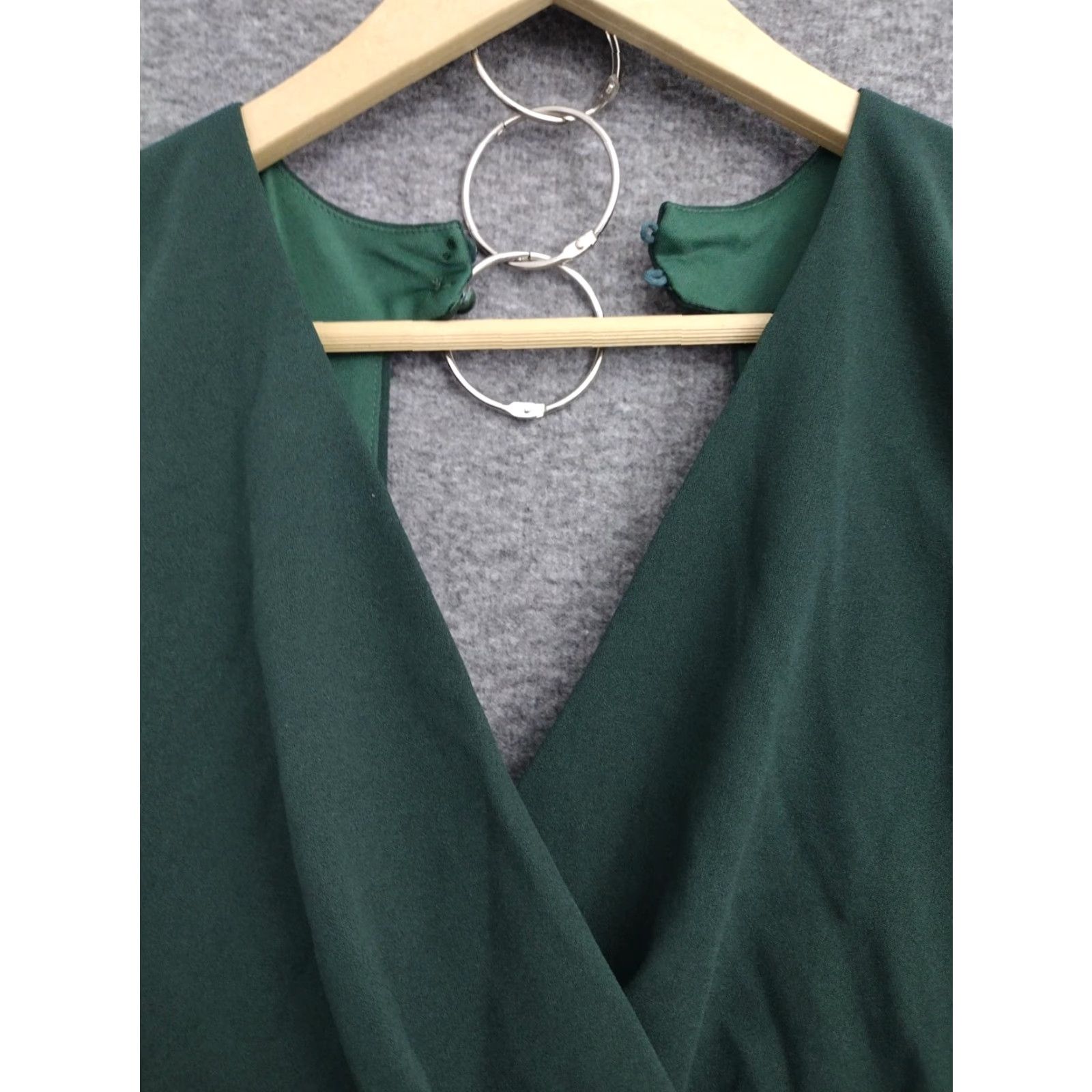 Vintage PURPLE SNOW Dark Green Sleeveless Romper Skort Open Back Plunge Neck V-Neck M Boho Dark Green Womens Romper M Size 32" / US 10 / IT 46 - 3 Thumbnail