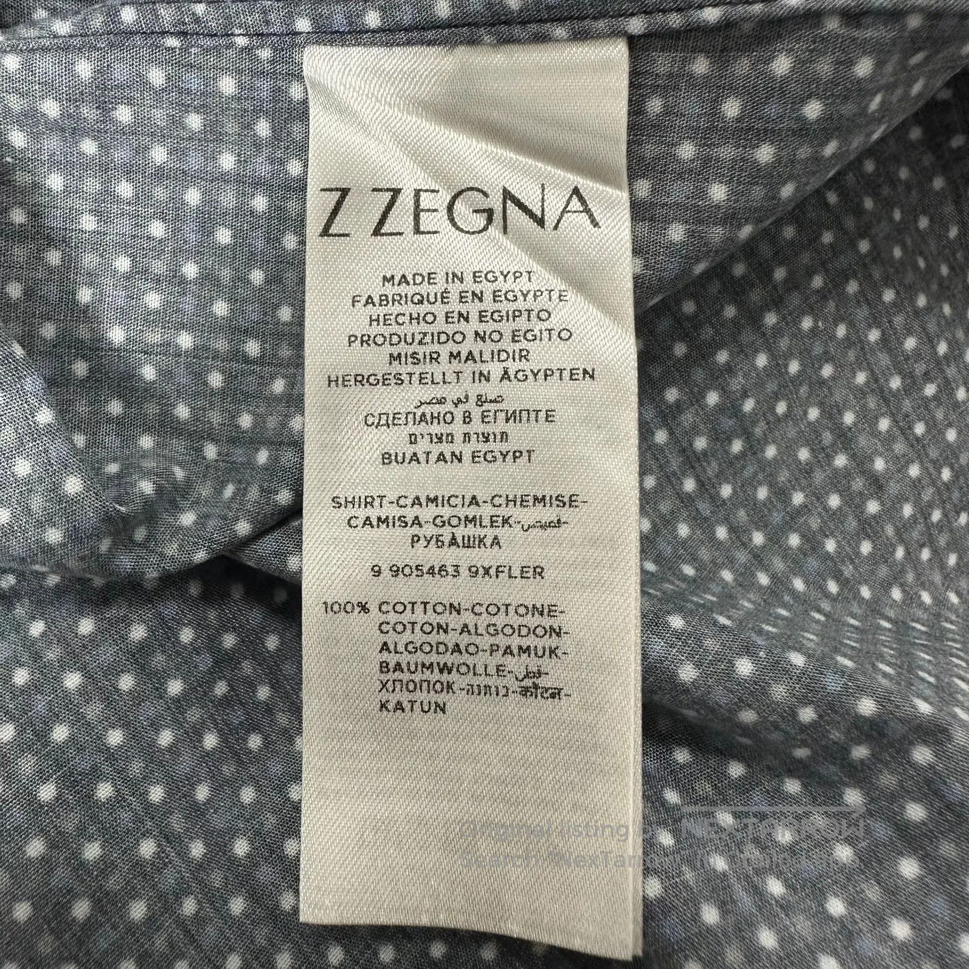 Z Zegna Z Zegna Dark Blue Polka Dot Long Sleeve Shirt. Size US M / EU 48-50 / 2 - 6 Thumbnail