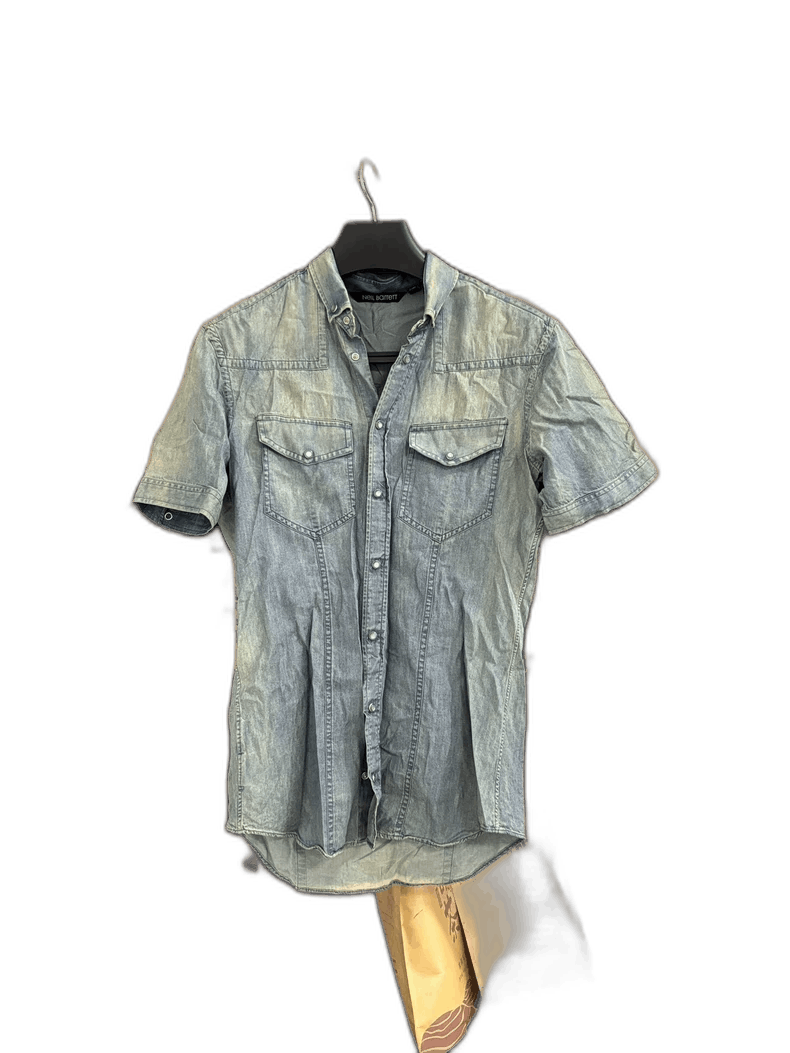 Neil Barrett Neil Barrett Casual Denim Short Sleeve Shirt Size US M / EU 48-50 / 2 - 1 Thumbnail