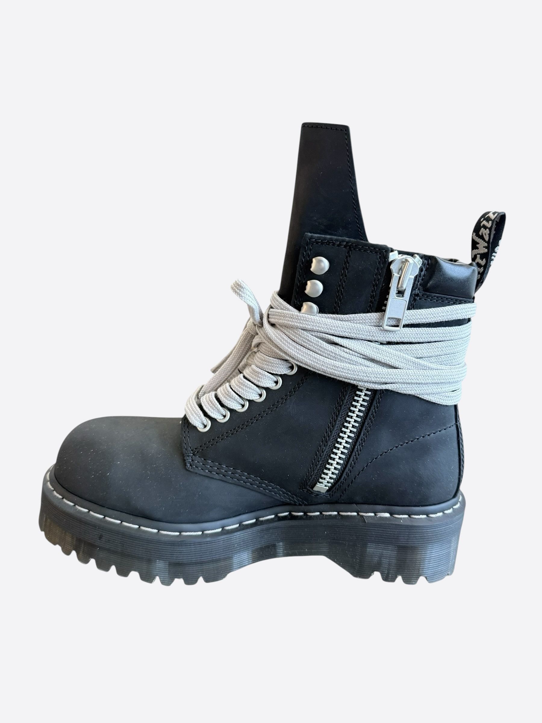 Rick Owens Dr. Martens Black Quad Sole Steel Toe Combat Boots Size US 8 / EU 41 - 6 Thumbnail