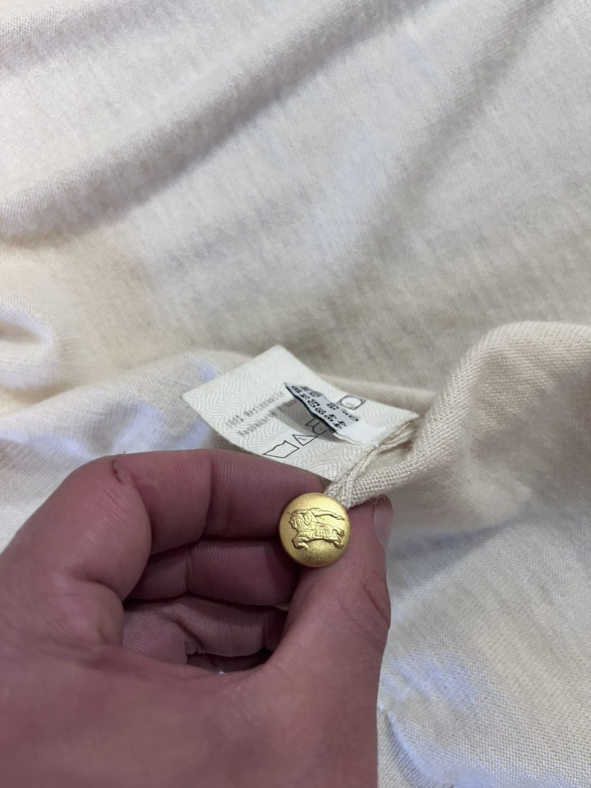 Burberry Burberrys Women Cardigan Beige Wool Vintage Gold Button Logo Size XL / US 12-14 / IT 48-50 - 12 Thumbnail