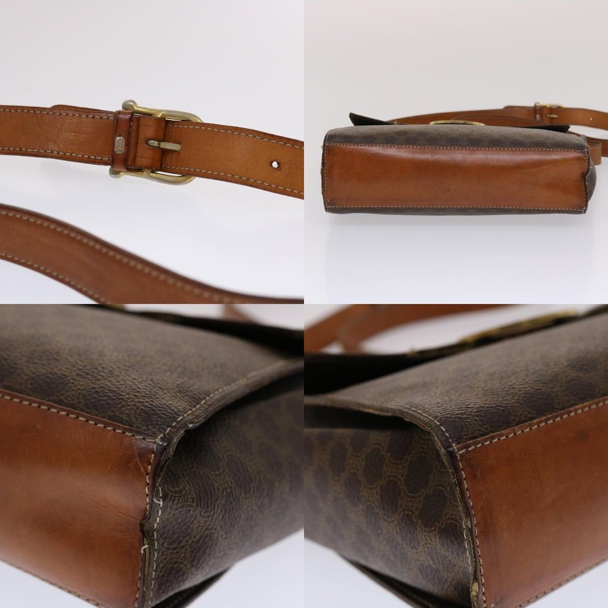 Celine CELINE Macadam Canvas Shoulder Bag Pvc Leather Brown Size ONE SIZE - 10 Thumbnail