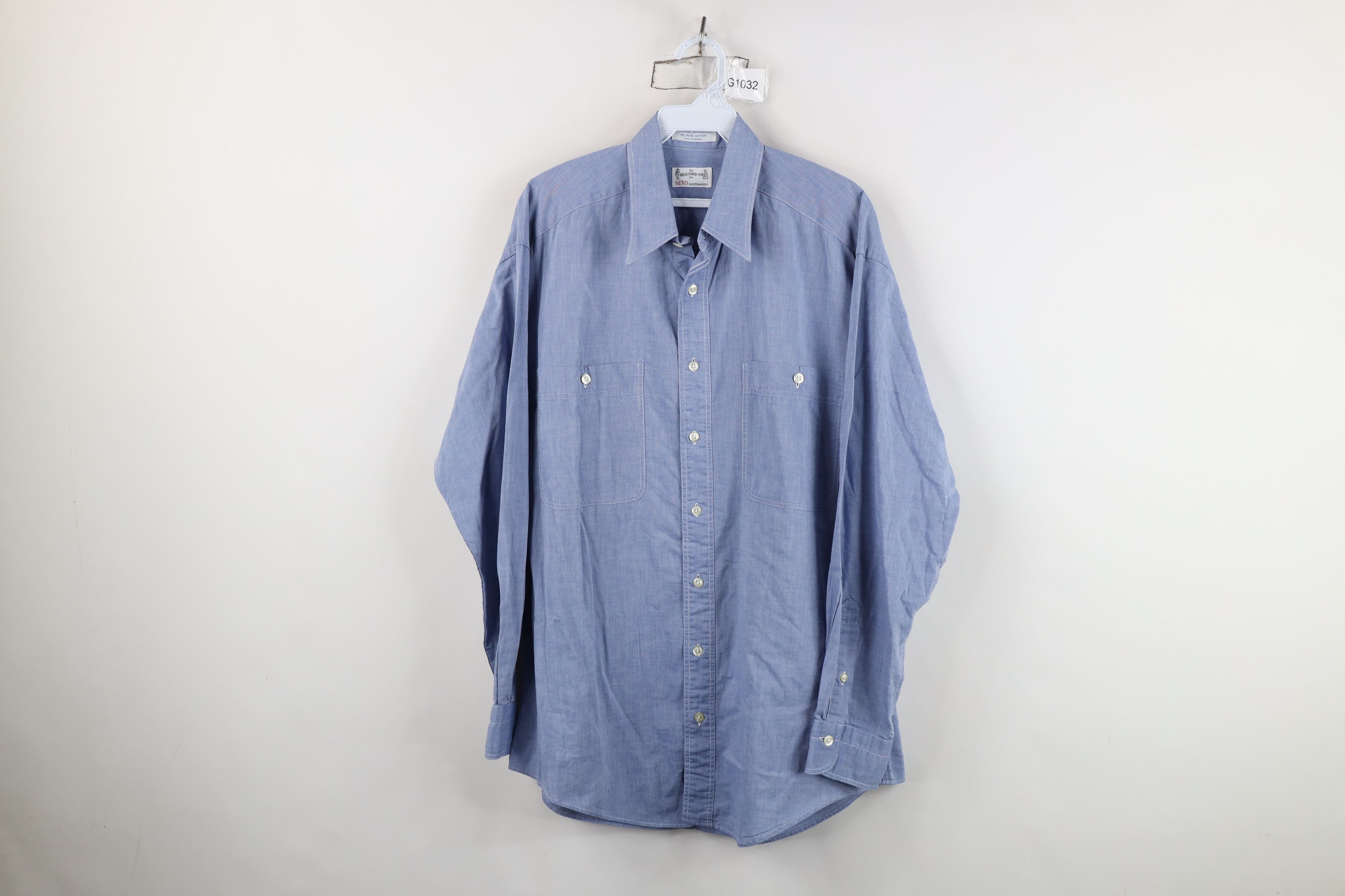 Vintage Vintage 60s Streetwear Broadcloth Chambray Button Shirt USA Size US M / EU 48-50 / 2 - 1 Thumbnail
