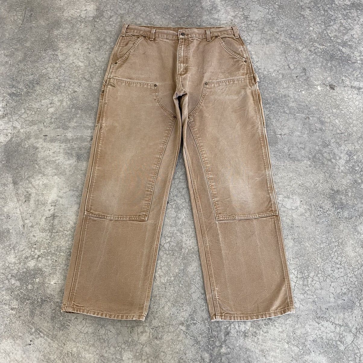 Vintage Carhartt Double Knee Faded Tan Carpenter Work Pants