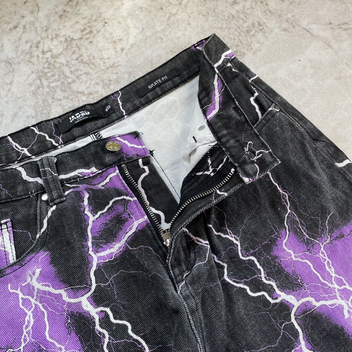 Jaded London × Japanese Brand Jaded London Purple Thunder Bolt Skate Fit Baggy Y2K Jeans Size US 32 / EU 48 - 7 Thumbnail