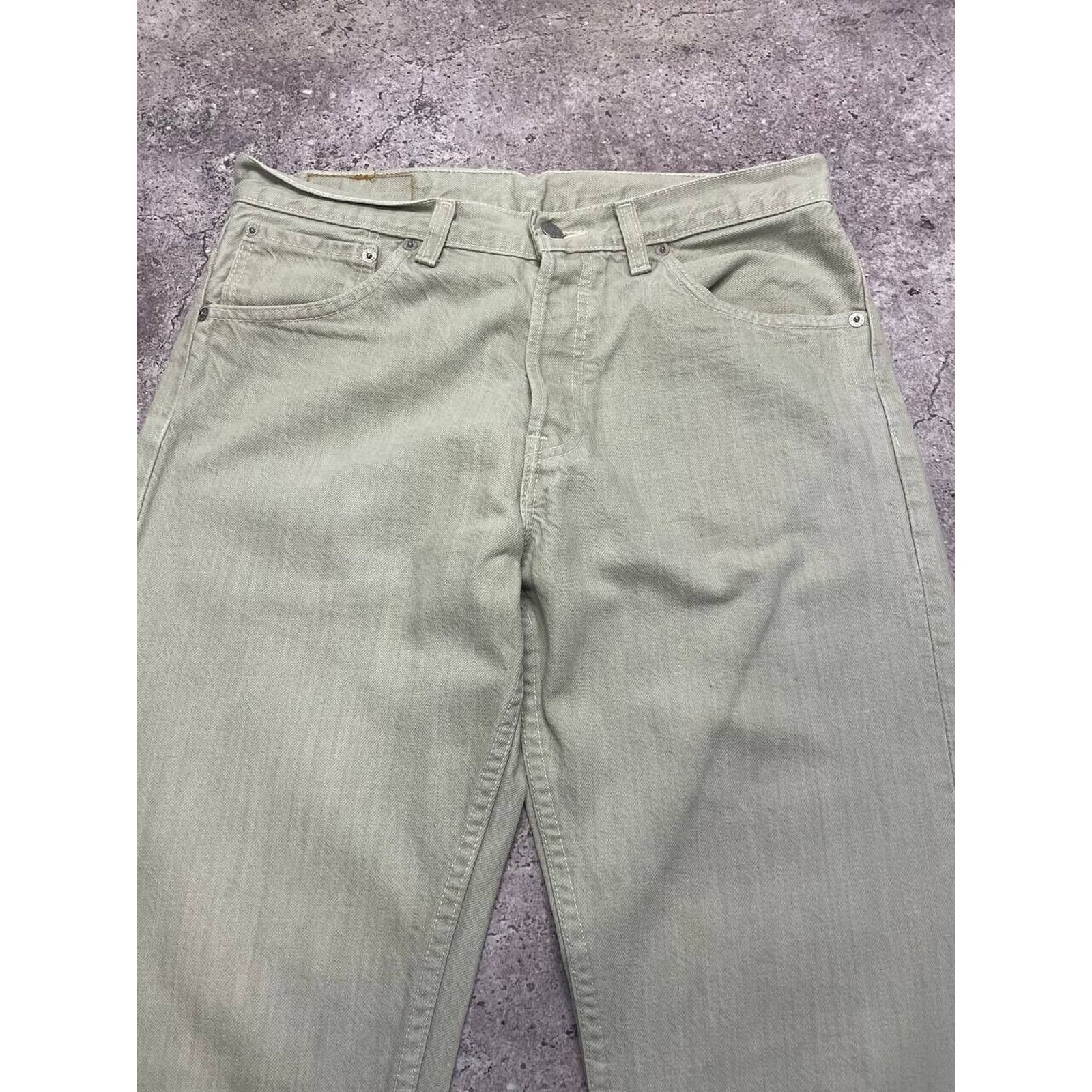 Levi's × Vintage Vintage Levi’s Light Green Straight-Leg Jeans Cotton Denim Size US 33 - 2 Thumbnail