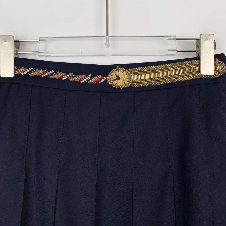 Thom Browne Thom Browne Dark blue rhinestone bead design pleated skirt Size 24" / US 00 / IT 34 - 4 Thumbnail