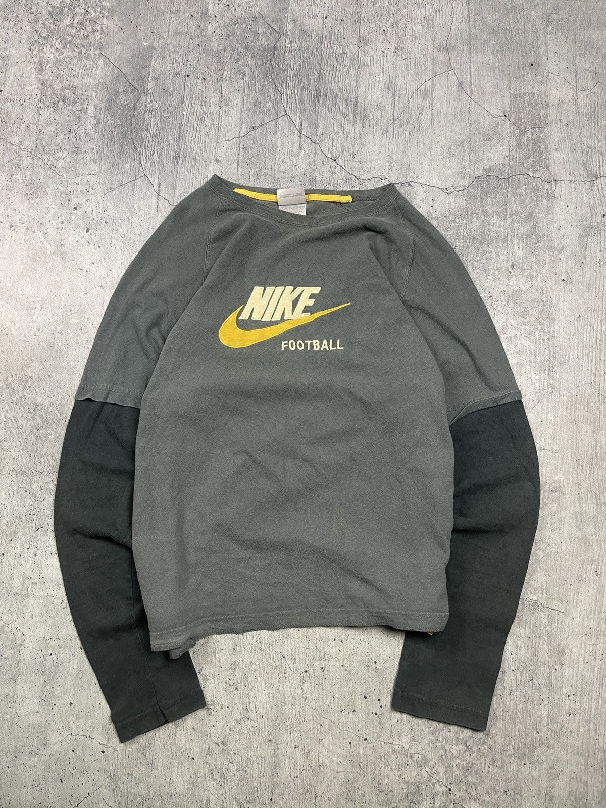 Nike × Vintage Vintage 90s Nike Swoosh Football Long Sleeve Tee Size US XXL / EU 58 / 5 - 1 Thumbnail