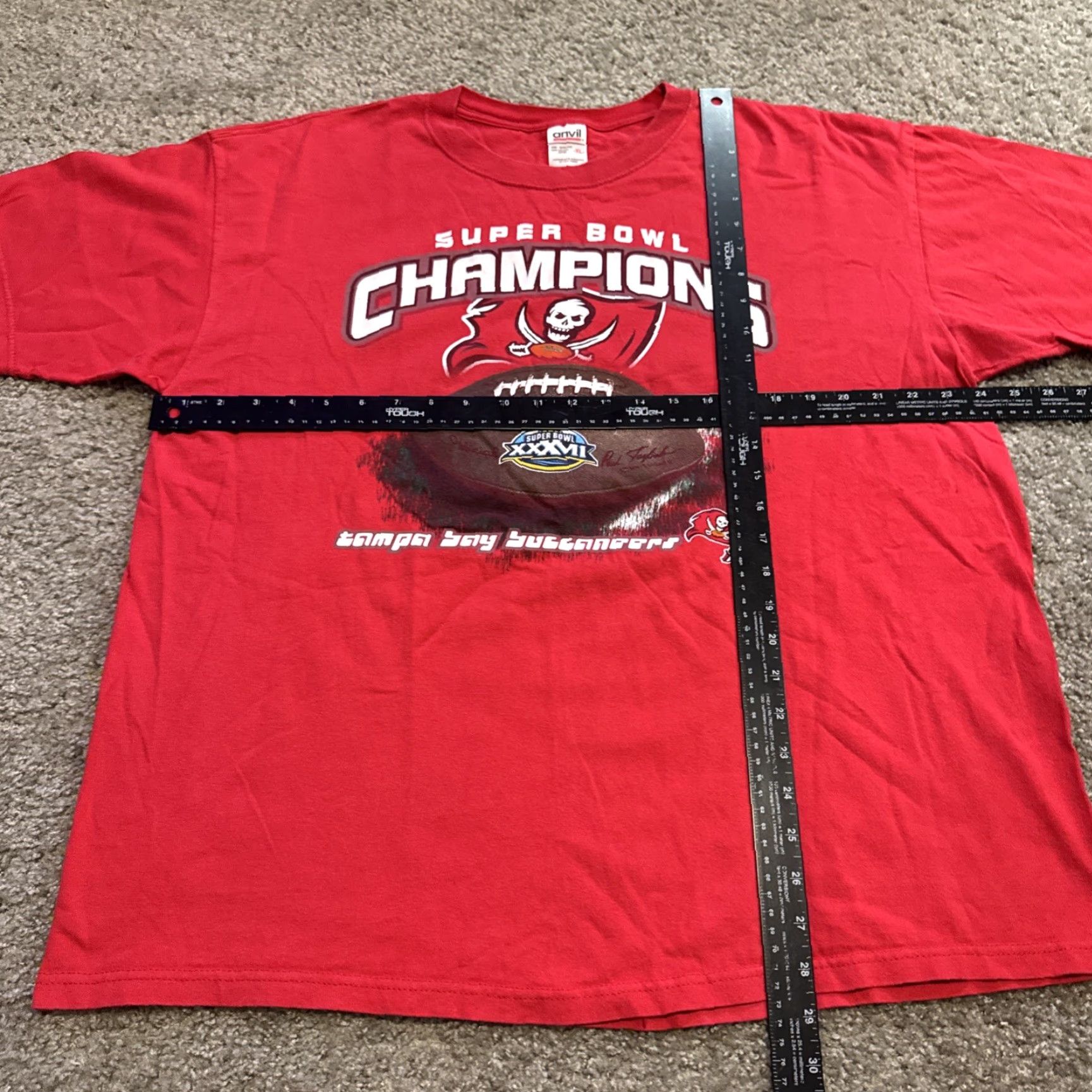 NFL VINTAGE Tampa Bay Buccaneers Super Bowl XXXVII NFL Football T-Shirt XL Red Mens Size US XL / EU 56 / 4 - 4 Thumbnail