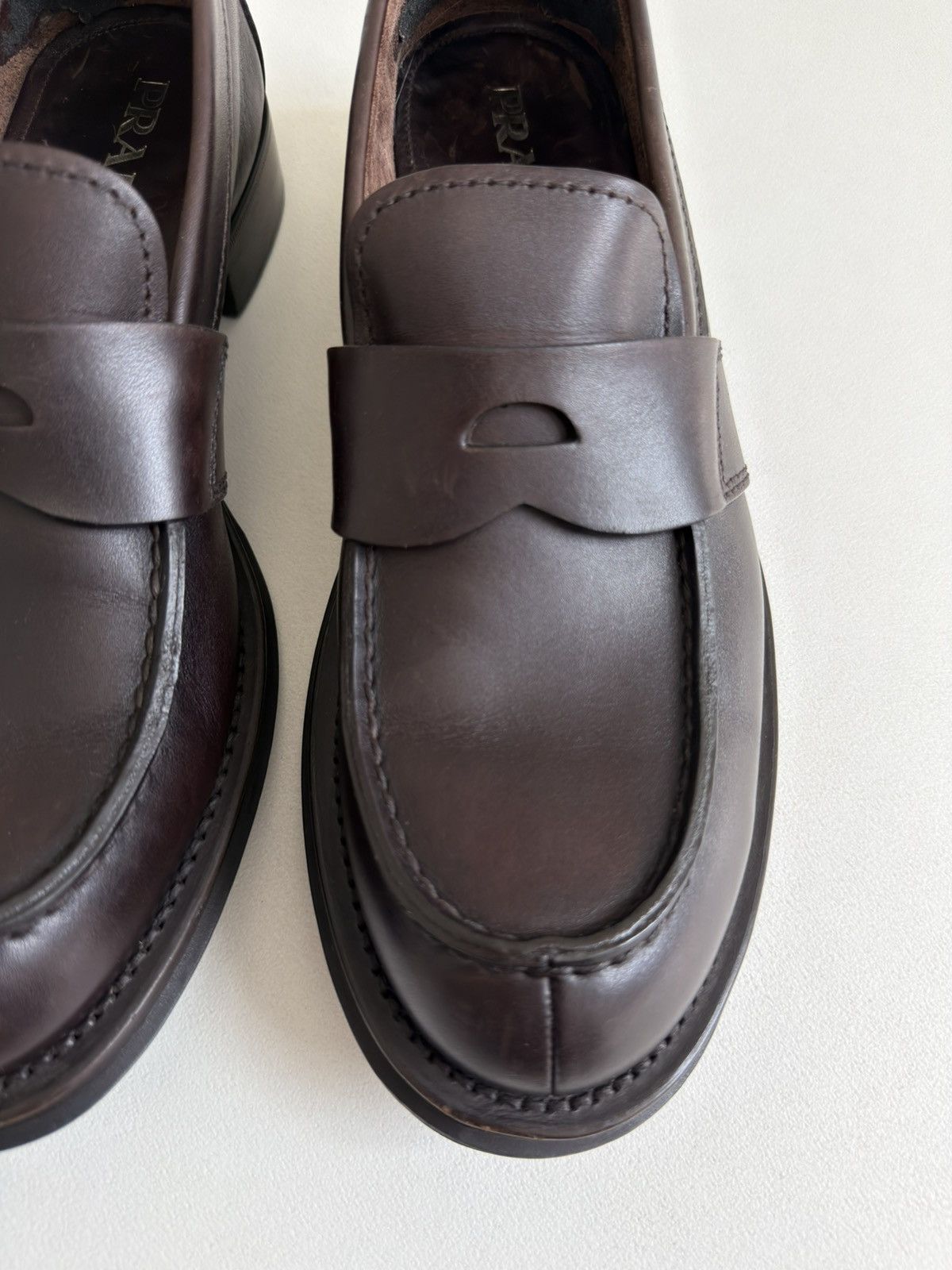 Prada Dark Brown Leather Chunky Loafers Size US 11 / EU 44 - 7 Thumbnail