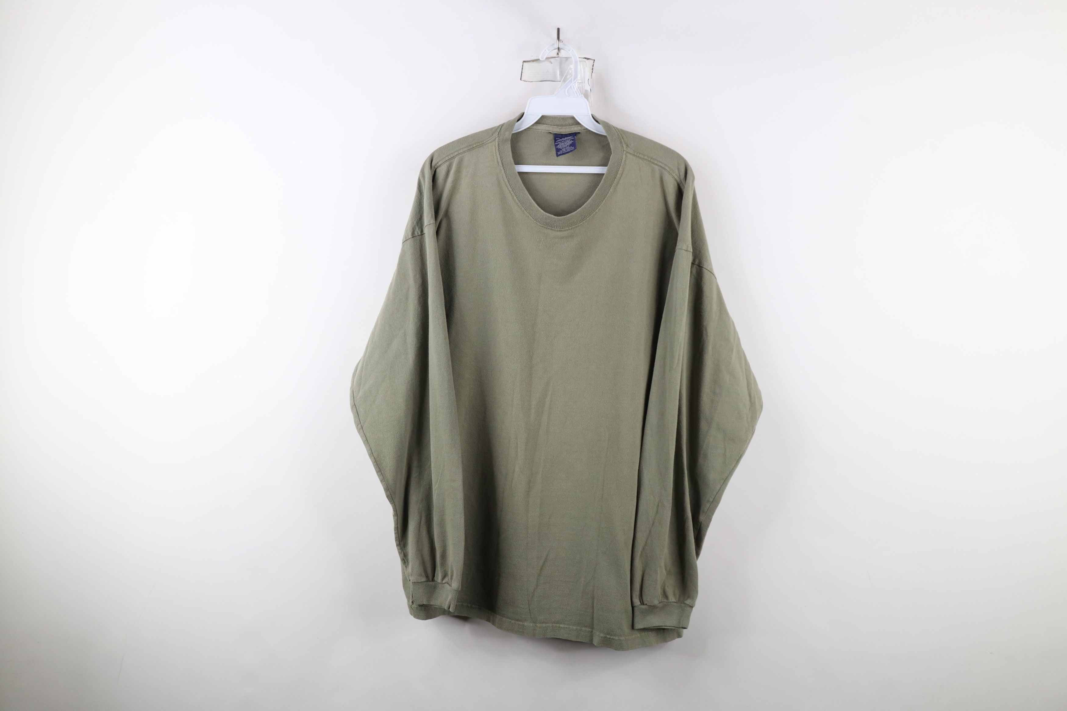 Vintage Vintage 90s Streetwear Long Sleeve T-Shirt Army Green Cotton Size US XL / EU 56 / 4 - 1 Thumbnail