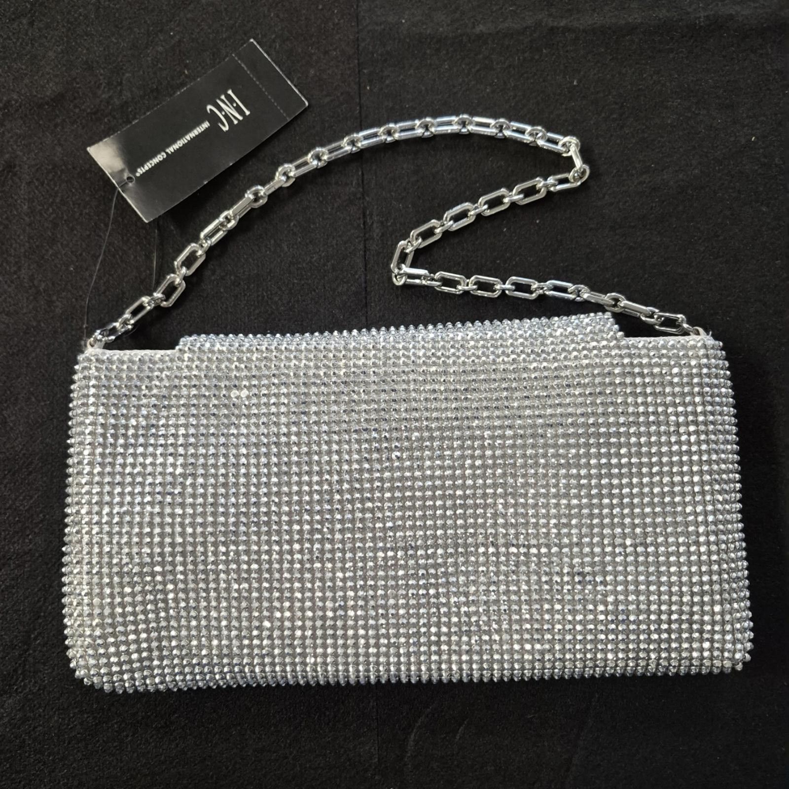 Other INC Mesh East West embellished clutch baguette pouch- SILVER Size ONE SIZE - 3 Thumbnail