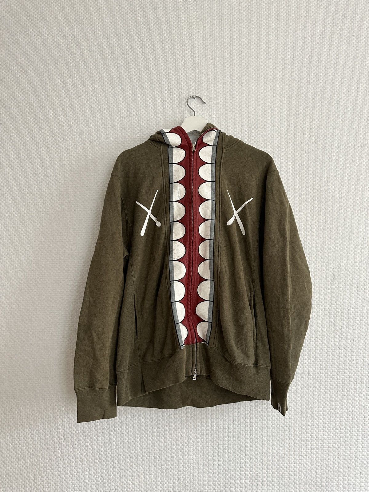 image of Bape x Kaws Chomper Hoodie in Green, Men's (Size Medium)