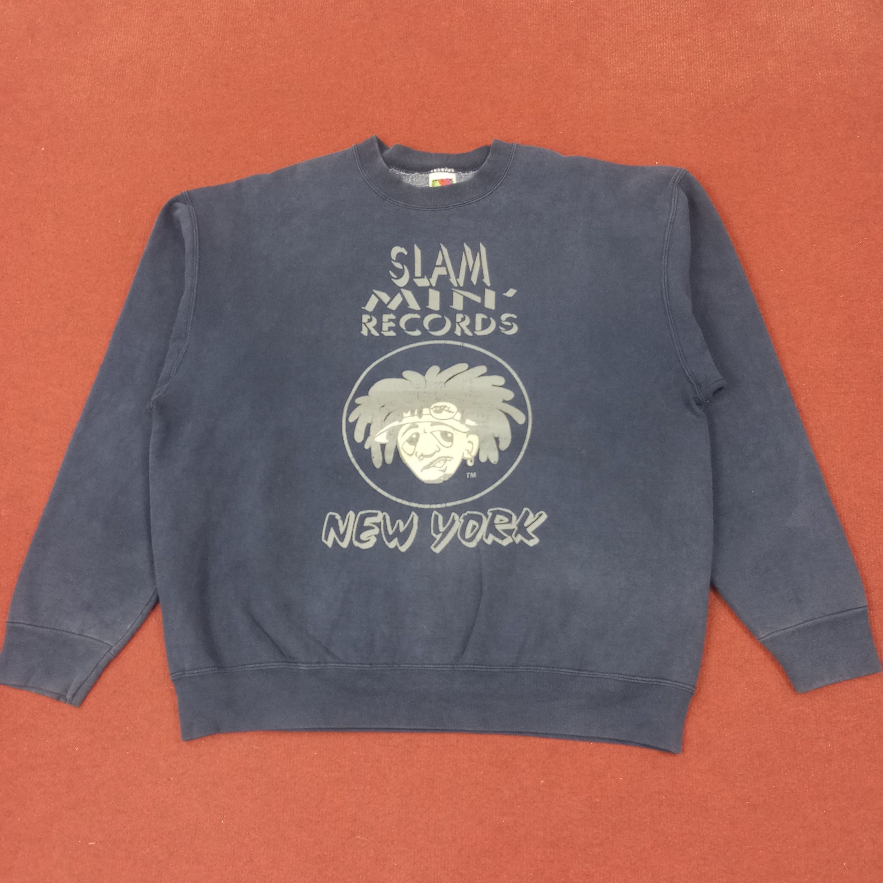 Fruit Of The Loom × Vintage Slam-Min Records New York Vintage Sweatshirt c221n22 Size US XL / EU 56 / 4 - 1 Thumbnail